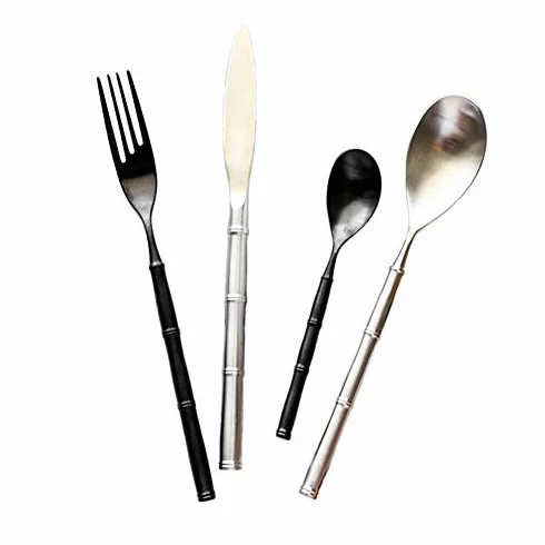 Genérico Juego De Cubiertos De Acero Inoxidable, Cubiertos Duraderos De Acero Inoxidable 304, Juego De Cubiertos De 16 Piezas, Cubiertos para Banquetes De Boda, Cuchillo (Black，Gold)