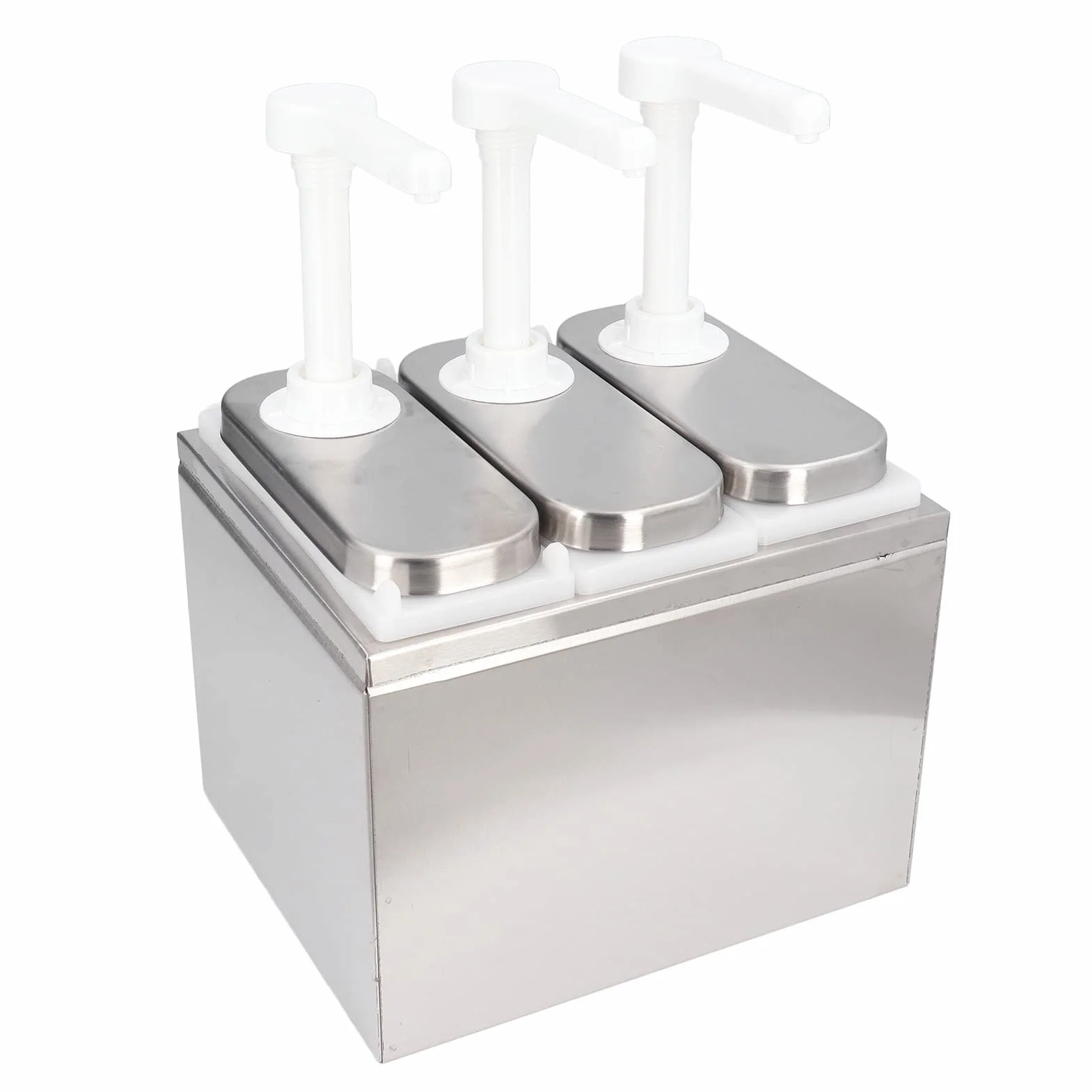 Bomba Dispensadora de Salsa, Estación de Bomba de Condimentos de Acero Inoxidable con 3 Tarros de 1 L, Dispensador de Salsa de Cocina, Herramienta Dispensadora de Condimentos para Exprimir(3 Bombas)