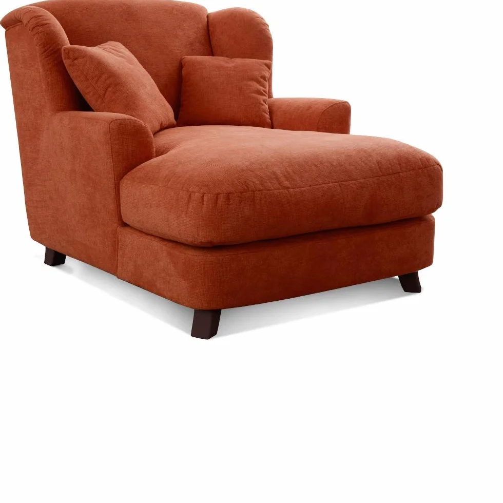 CAVADORE Sillón XXL Assado - Sillón Grande tapizado con Patas de Madera y Asiento Ancho, Incluye 2 Cojines Decorativos, 109 x 104 x 145, Tejido Naranja (Tierra)