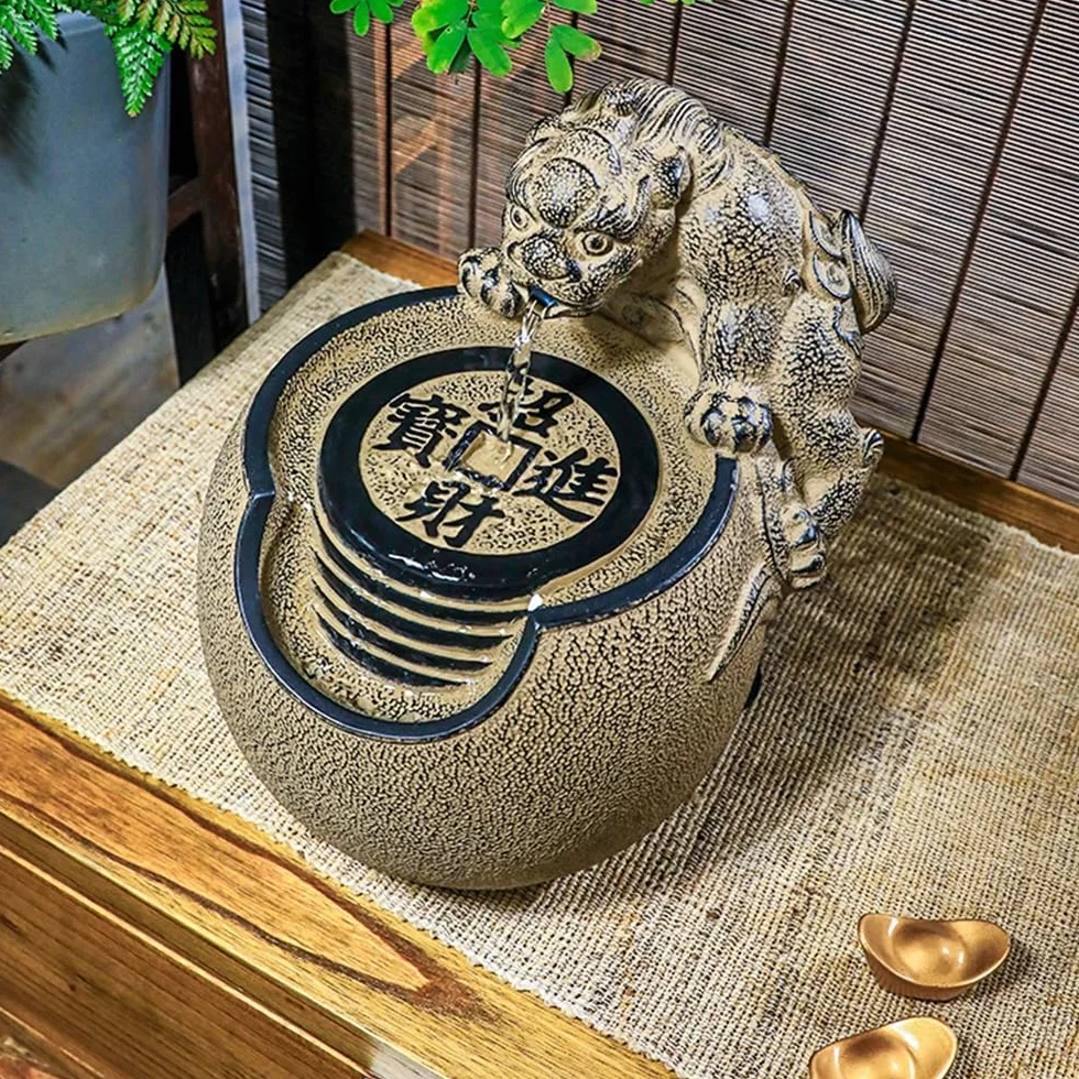 Fuente de Escritorio Adornos de Agua Corriente de Escritorio Modernos, Fuente pequeña de Agua circulante, decoración del hogar con Doble Baile Fuente de Interior Cascada