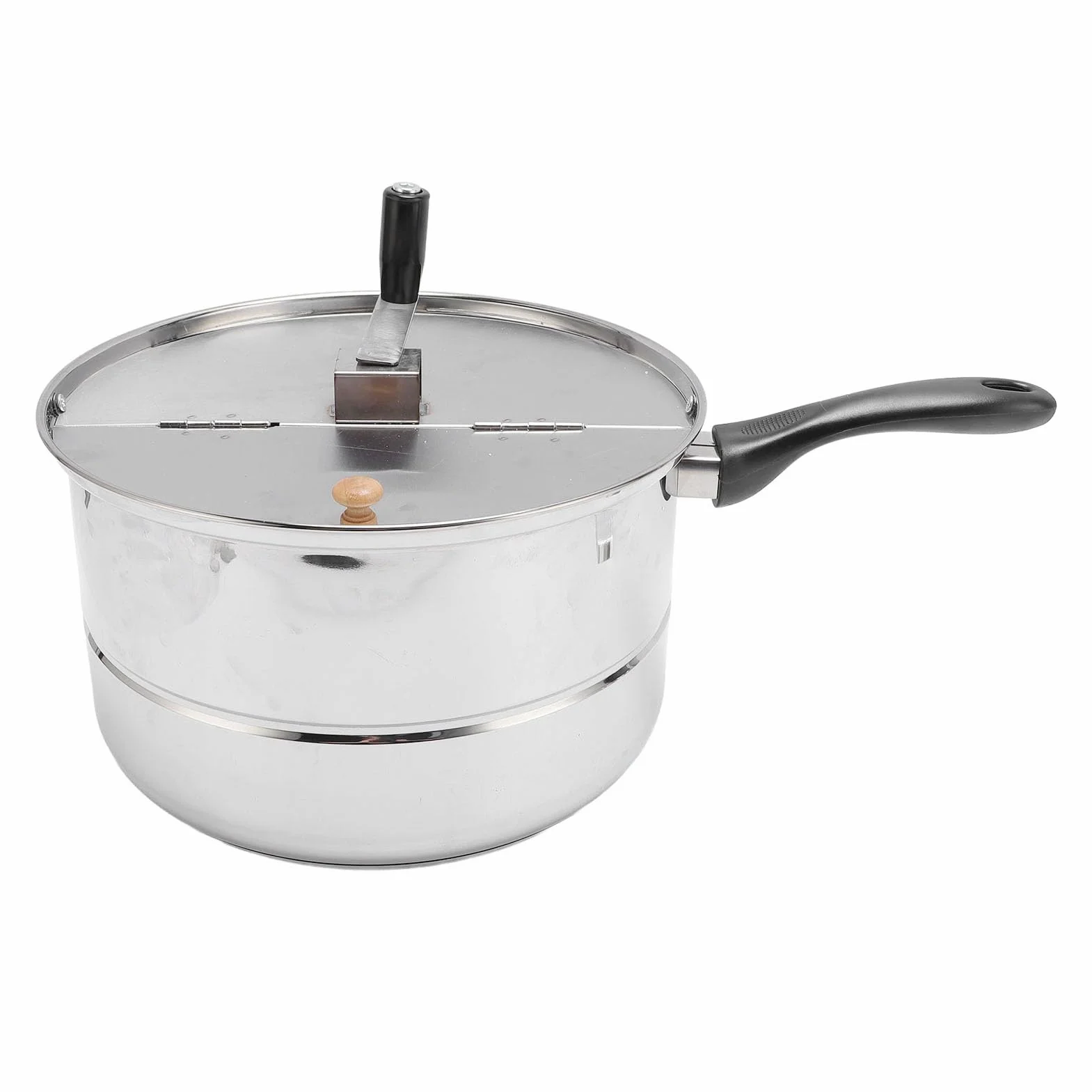 VBESTLIFE Máquina Portátil de Palomitas de Maíz con Manivela, Palomitas de Maíz de Acero Inoxidable, Fácil Limpieza para Cine en Casa