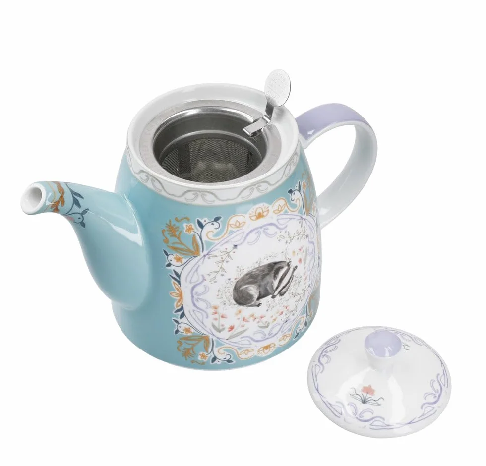 London Pottery Tetera clásica de cerámica con forma de campana, 1 litro, capullo de tejón, infusor de té de acero inoxidable, tetera estilo inglés para té de la tarde