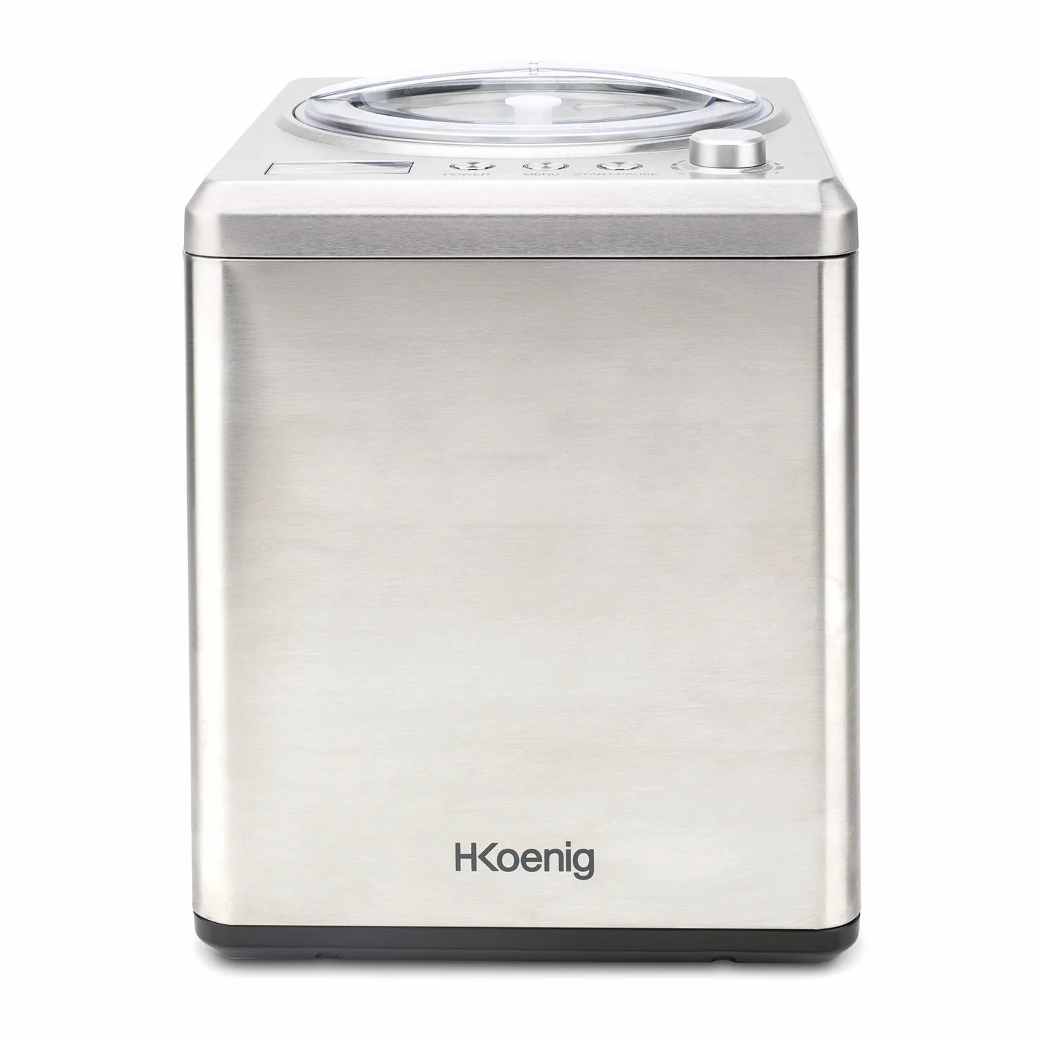 H.Koenig HF340 Máquina Para Hacer Helados Caseros y Sorbetes Profesionales, Heladera Con Compresor, 180 W, 2 Litros, Preparación 30 Mins, Pantalla LCD, Conservación En Frío, Acero Inoxidable