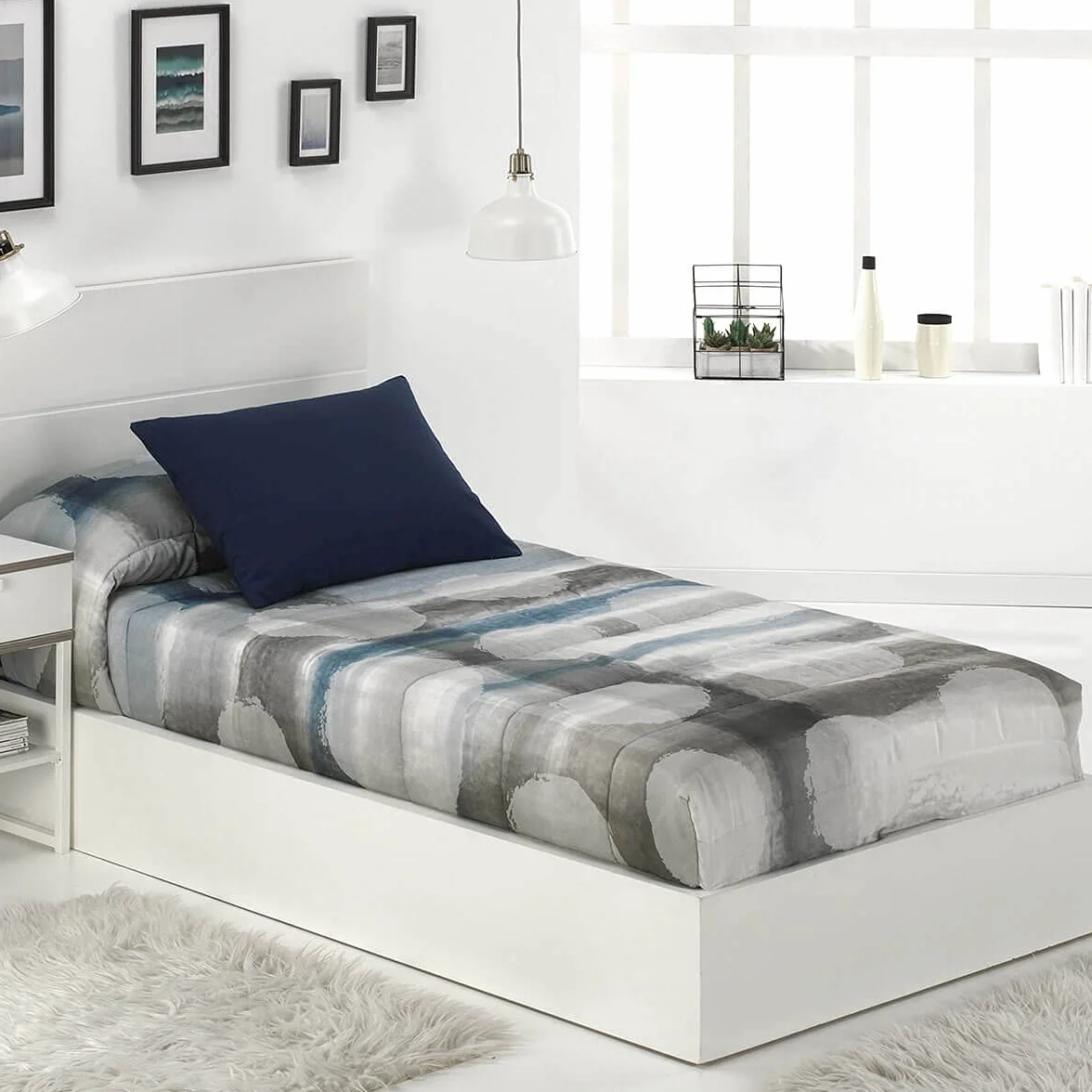 Lanovenanube Edredón Ajustable Paola Cama 90 Gris 250 g/m² Invierno | Tejido 50% poliéster y 50% algodón. Elásticos inferiores. Compatible con camas de 190 y 200 cm. No incluye cojín.