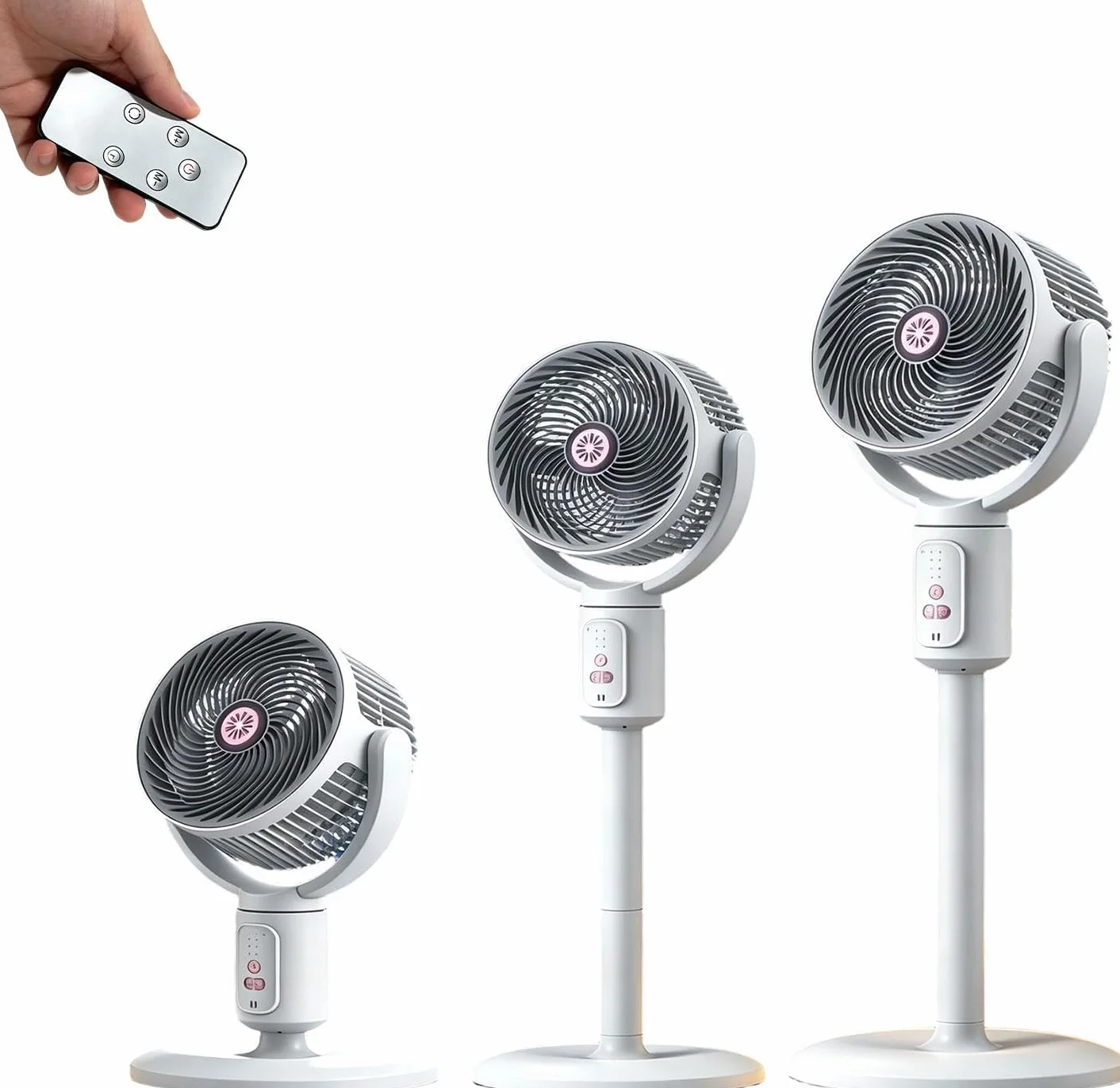 Ventilador de pie para dormitorio, 3 velocidades, USB, circulador de aire para toda la habitación con oscilación de 90° y altura ajustable, ventilador de pedestal silencioso para el hogar, oficina