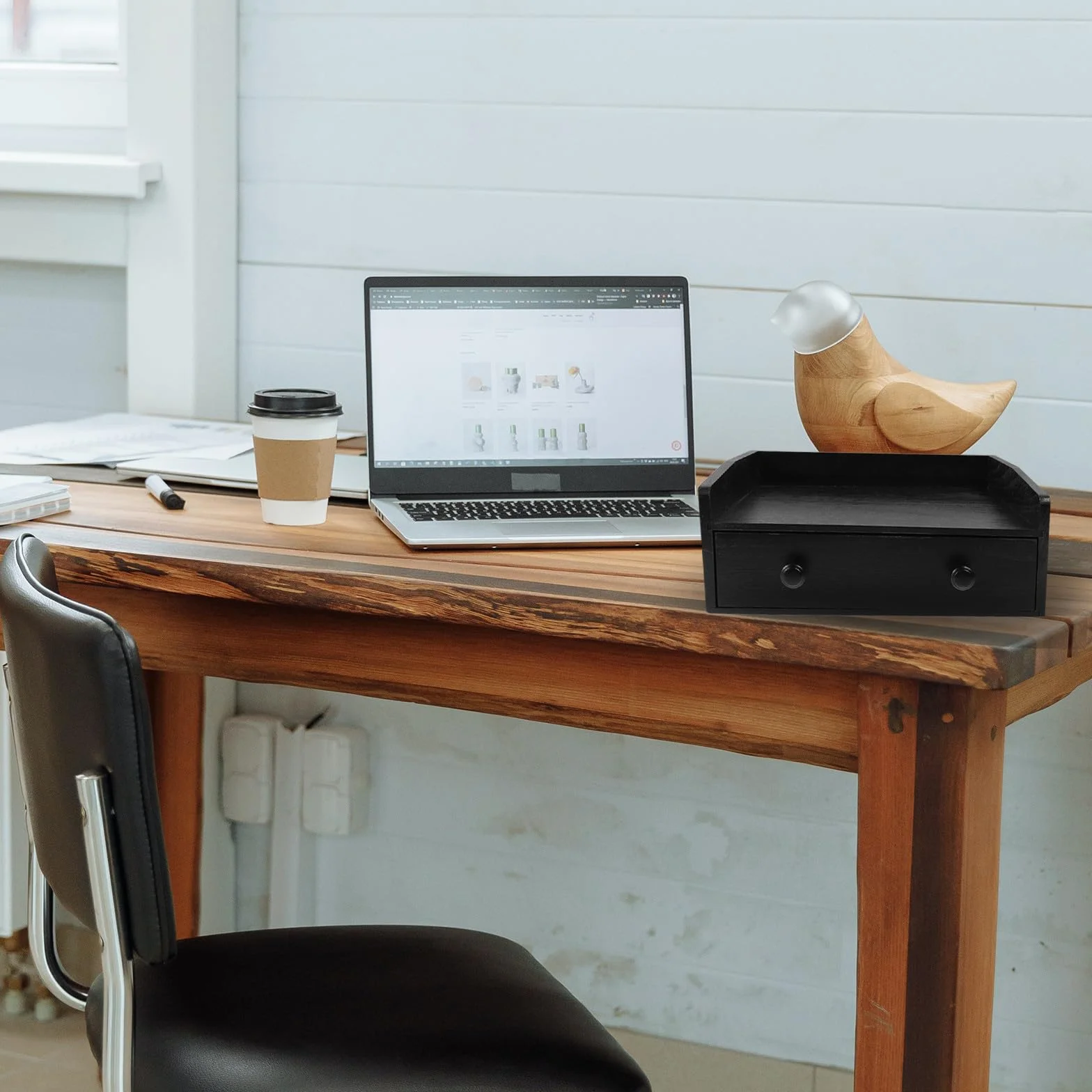 BESPORTBLE Organizador de Madera para Cápsulas de Café y Bolsitas de Té, Cajón Extraíble Negro, Almacenamiento de Sobremesa Resistente, Estación de Café para Cocina y Oficina, Caja Práctica