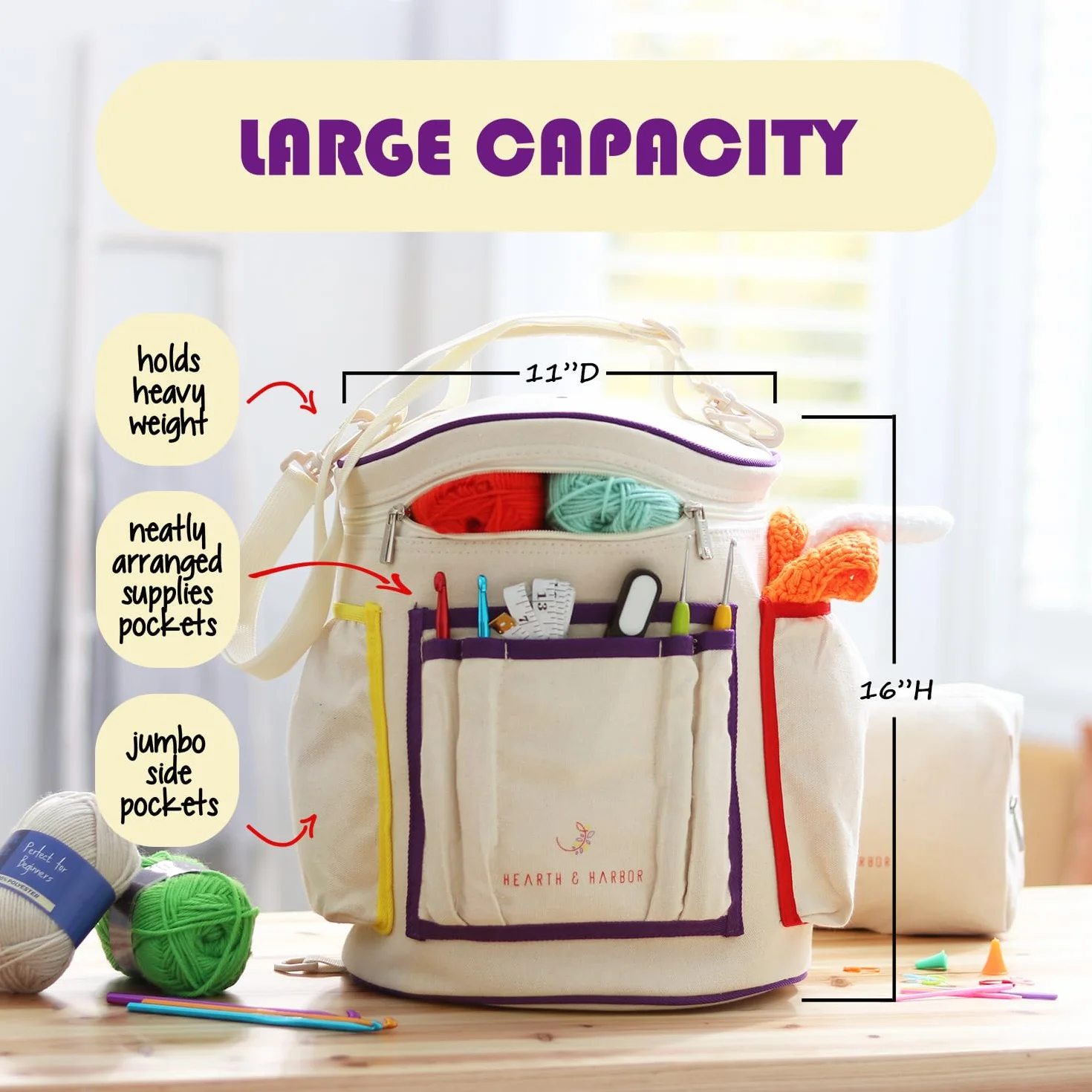 Kit de ganchillo para principiantes con hilo, kit de ganchillo para principiantes para adultos y niños, 21 ganchos, bolsa de kit de tejer, instrucciones paso a paso tutoriales en video, además de