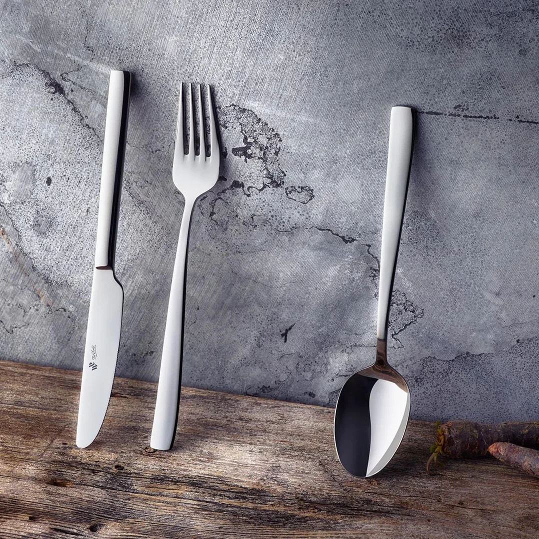PW Paul Wirths Pure 90 - Cubertería para 6 personas, 24 piezas, acero inoxidable pulido, apto para lavavajillas, cubiertos con bandeja para cubiertos