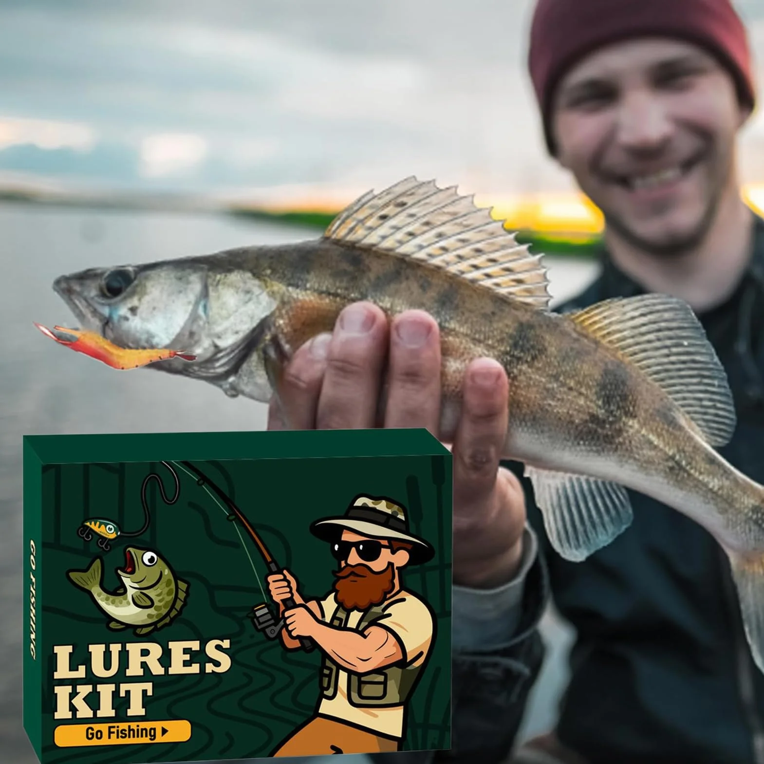 Calendario De Adviento Para Pesca 24 Días de Diversión Rellenos para Medias | Calendario De Adviento Con Señuelos De Pesca para Pescadores Chicos Adolescentes y