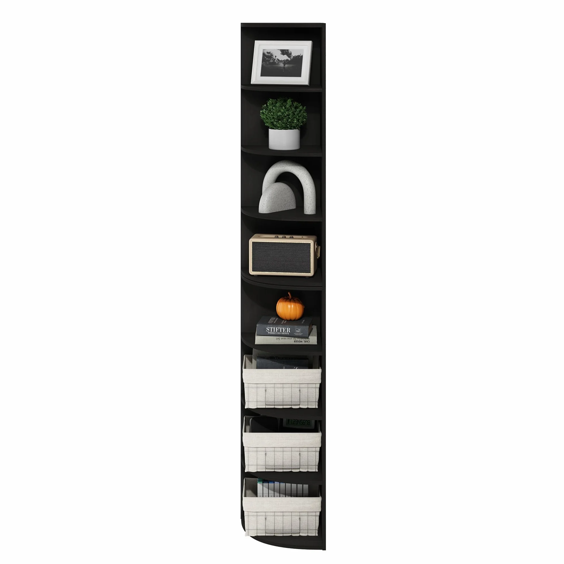 Furinno ECON Estantería Esquinera De 8 Niveles para Libros, Ideal para Organizar Y Almacenar En Sala De Estar Y Oficina En Casa
