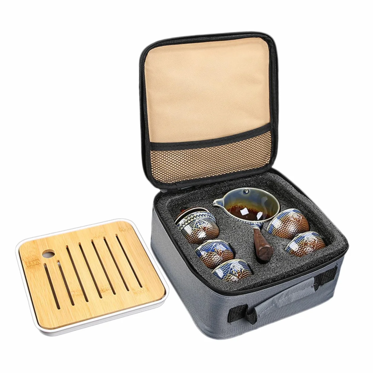 Juego de Té de Cerámica para Viaje, 1 Set Portátil | Uso en Actividades al Aire Libre y Desplazamientos, Diseño Elegante, Ideal para Aficionados al Té