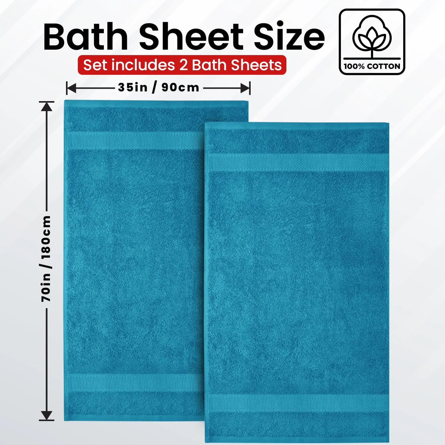 Infinitee Xclusives Toallas de baño Adultos, Paquete de 2 Toallas de baño extragrandes de 90 x 180 cm, 100% algodón Suave, Toallas de baño absorbentes de Gran tamaño, Toalla de