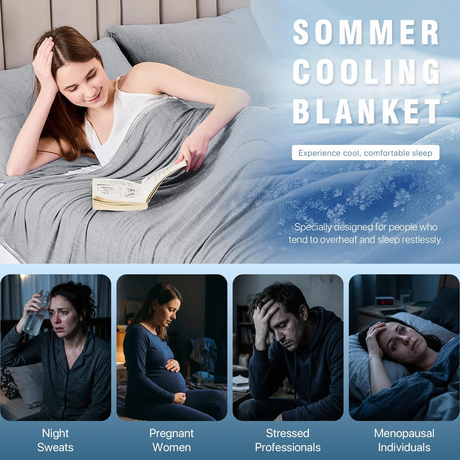 IKALIFE Manta Refrescante para Personas - Manta Fria Verano para Sofa Cama Q-MAX>0.5 Cooling Blanket Enfriamiento Mantas Fresca Verano Sabana Refrescante Refrigerante Gris 130x180 cm