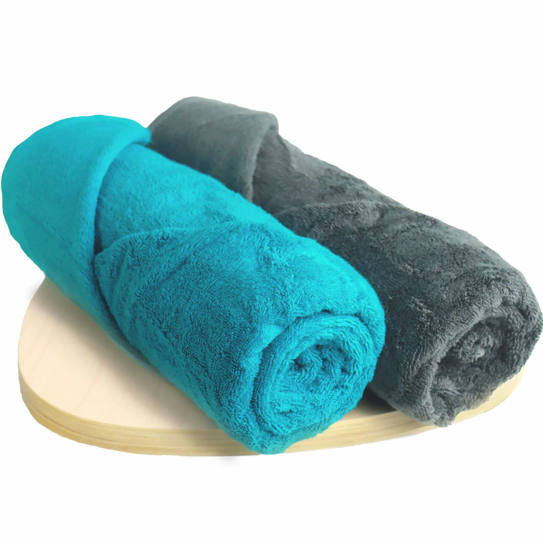 HEELIUM Toalla de baño de bambú, ultra absorbente, 3 veces más suave que las toallas de algodón, 140 x 70 cm, 600 g/m², paquete de 2, gris, verde azulado