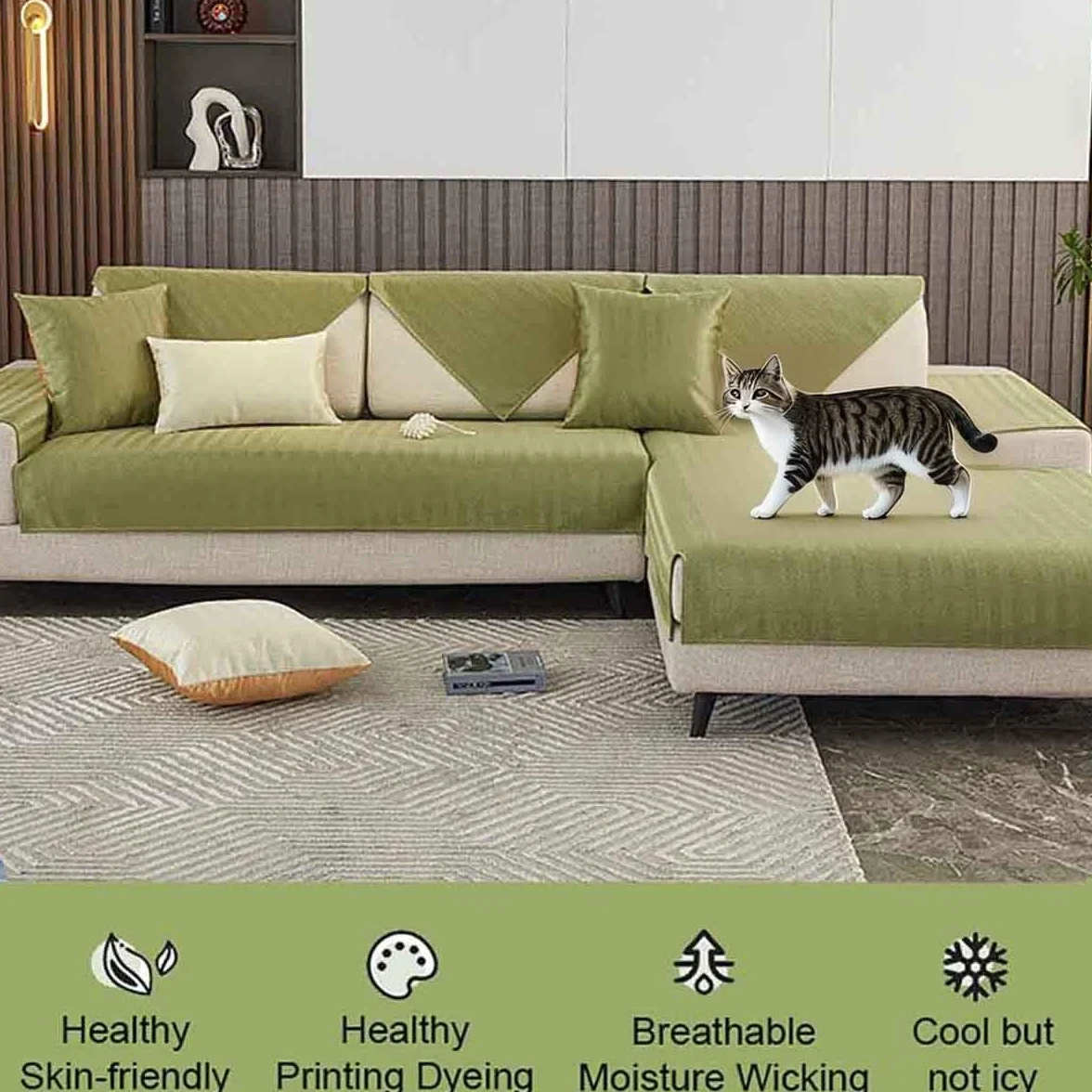 Funda de sofá en forma de L apta para mascotas, tacto fresco, antideslizante, protector de silicona antimanchas, duradera y elegante para hogares con mascotas, fácil de limpiar