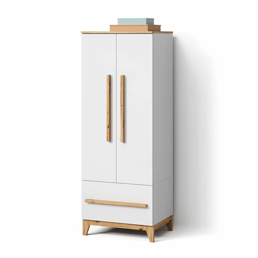 Livinity Armario de Ropa para niños Mailo, Blanco/Artesano, 70 x 186.8 cm con 4 cajonesPara un Almacenamiento Elegante con Mucho Espacio
