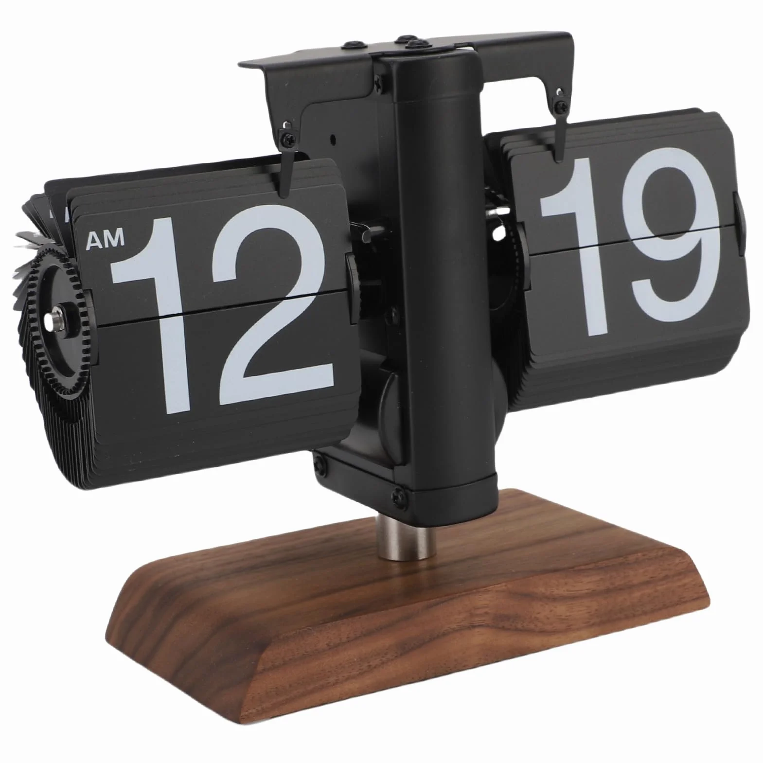 Pissente Reloj Digital Abatible con Pilas, Base de Madera de Acero Inoxidable, Reloj de Escritorio Fácil de Leer para Sala de Estar, Oficina, Estudio, Artículo de Colección, Acero Inoxidable 304,