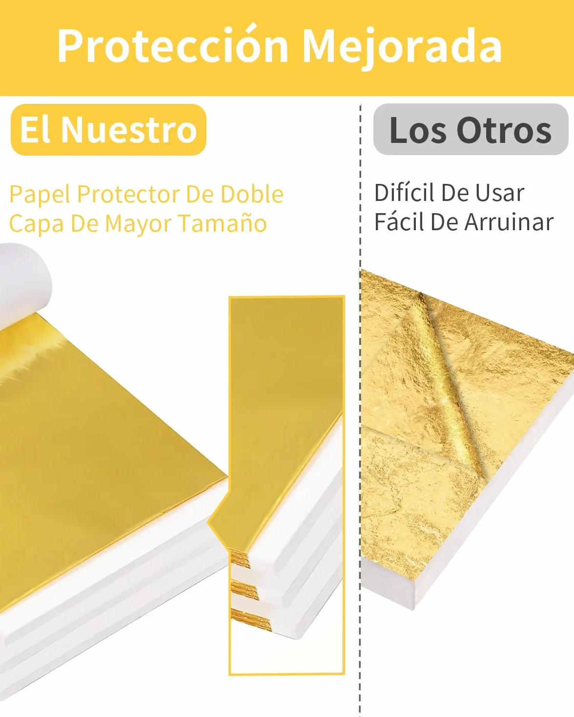 Hojas de Oro Pack 100 Hojas Grandes 14 x 14 cm Dorado para Artes Manualidades Decoración