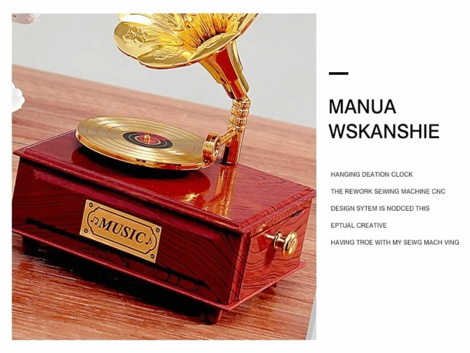 Caja de música Caja de música Caja de música con fonógrafo for Discos de plástico Caja de música for Almacenamiento de Joyas for decoración de cumpleaños (marrón 11 * 7,3 * 14,5 cm)(Brown)