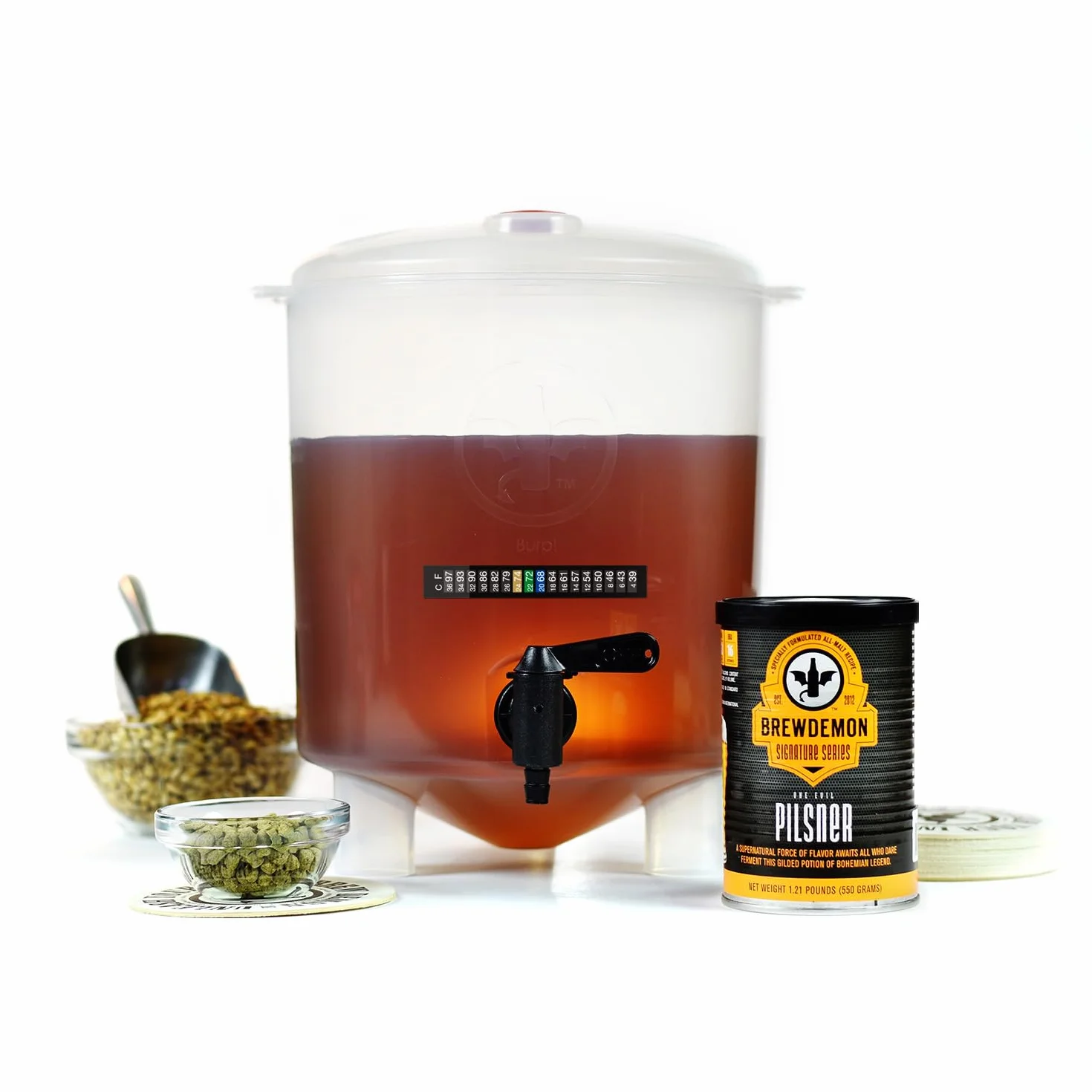 Kit de cerveza premium – Fermentador cónico que elimina los sedimentos y hace cerveza casera de gran sabor – 1 galón. Receta incluida