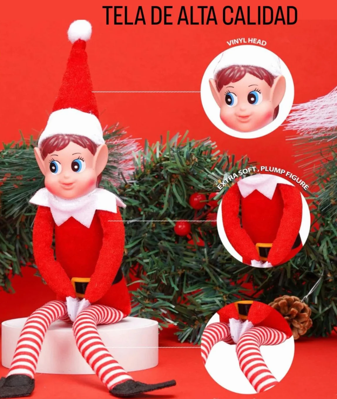 Duende Travieso Navidad Decoración con Calendario de Travesuras