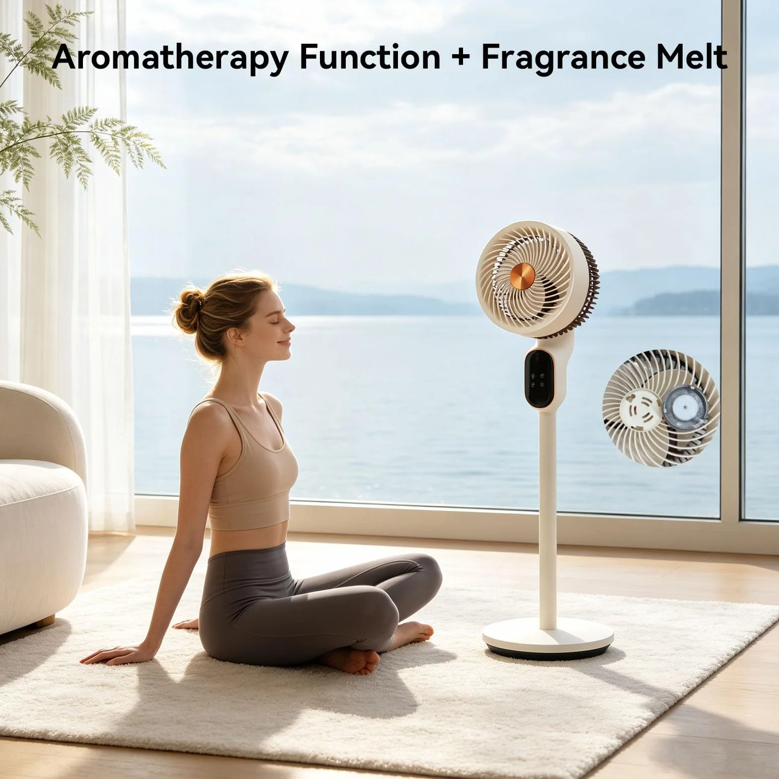 Ventilador de pie silencioso, 50W, 18 cm de aspas, oscilación automática, 8 velocidades, altura regulable , inclinación ajustable, fácil control, temporizador de 12 horas, ideal para dormitorio.