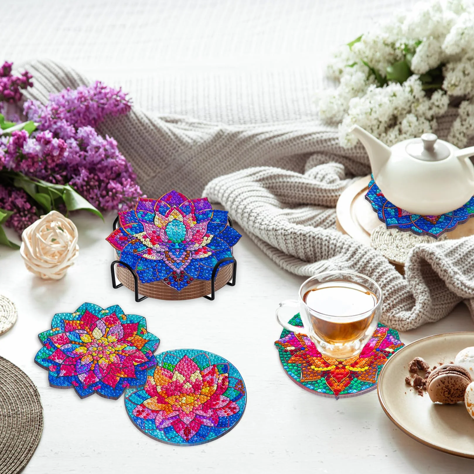 Posavasos Diamond Painting 5D para Flores, Tazas, Copas Vino, Jarrones, Regalo San Valentín