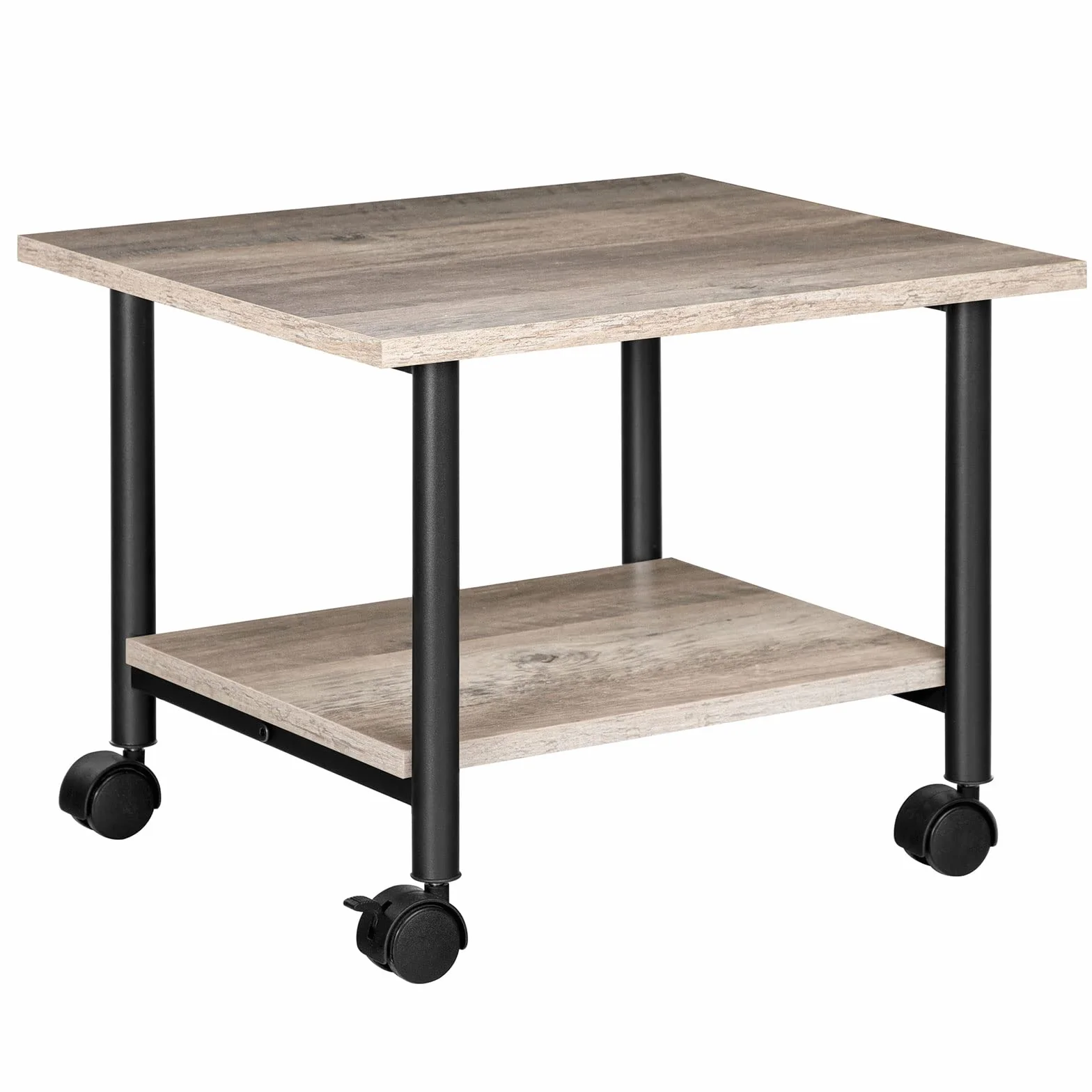 HOOBRO Soporte de Impresora, Carro Móvil con Ruedas y 2 Estantes, para Oficina, Casa, Copiadora, Escáner, Microondas, Macetas, Estructura Metálica, Greige y Negro EBG02PS01