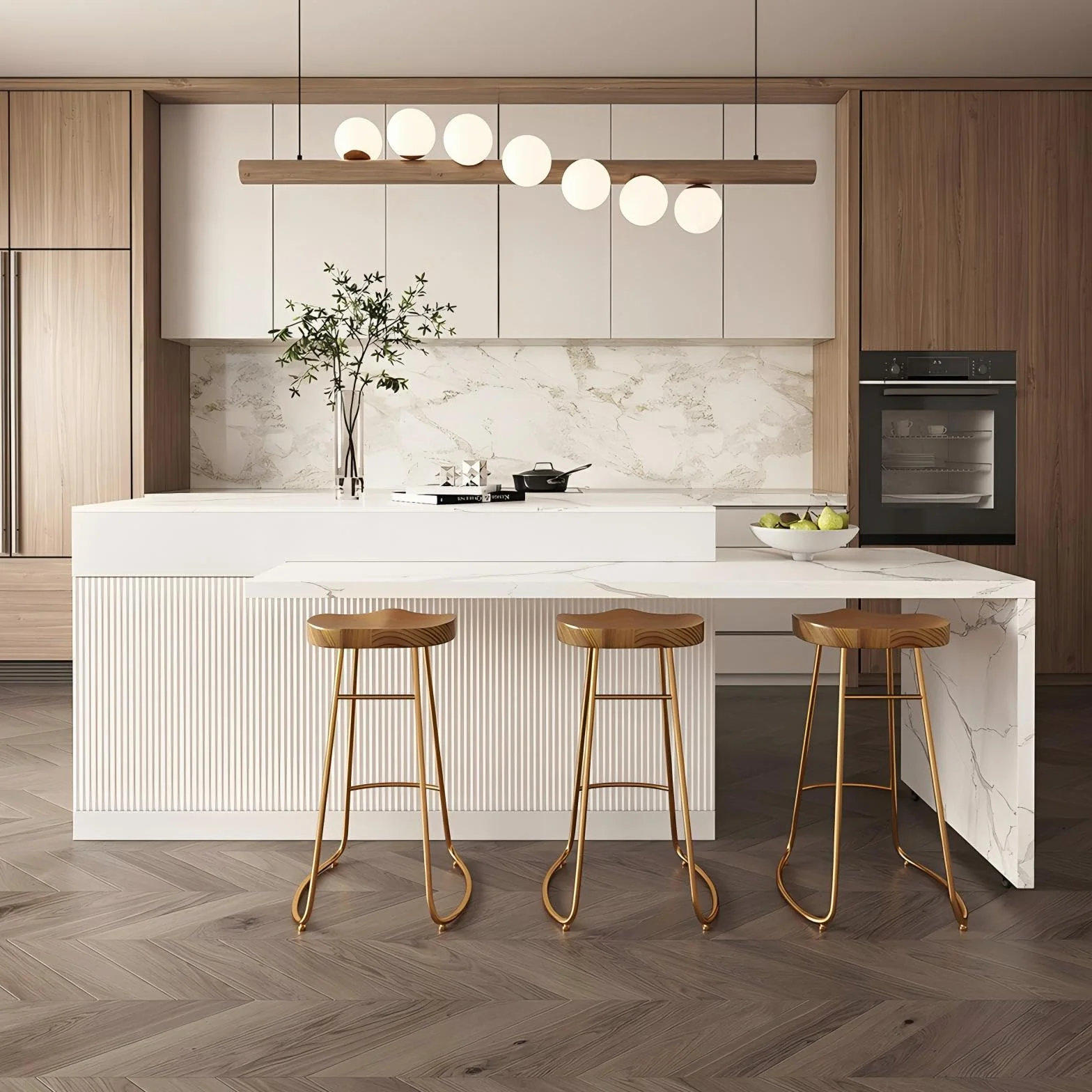 Homary Isla de Cocina Extensible con Almacenamiento múltiple para Cocina y Comedor, hacia la Derecha 205-268cm x 90cm
