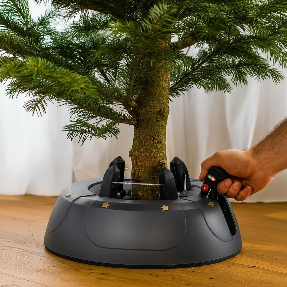 Brandsseller Soporte para árbol de Navidad con palanca de pie, técnica de cuerda única y seguridad, antracita