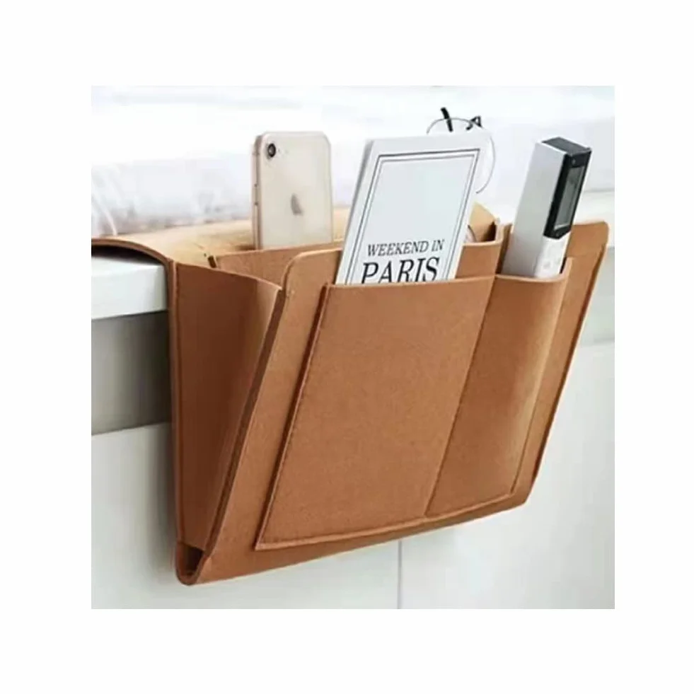 Organizador de Cabecera Bolsillo Cama Fieltro Marrón