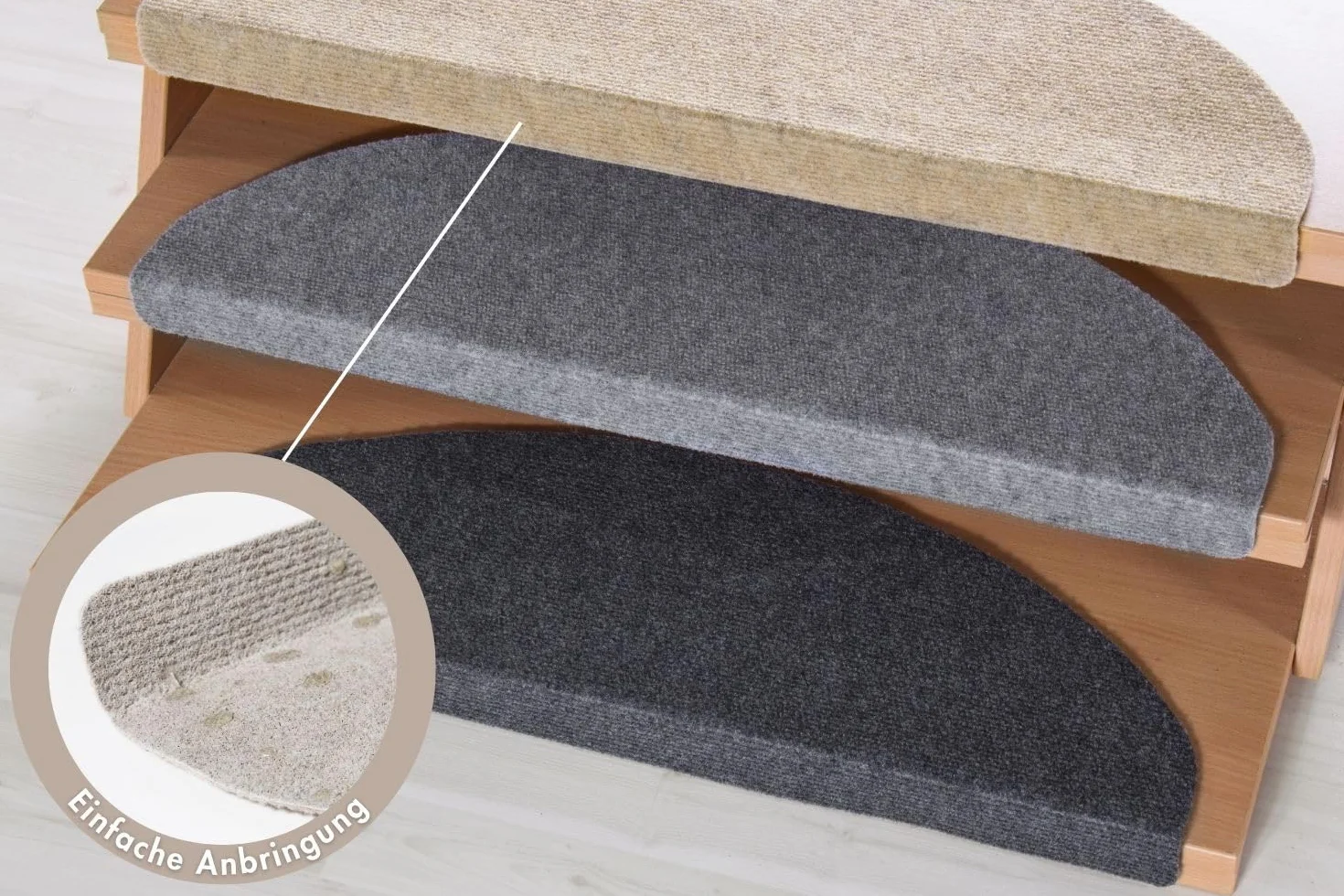andiamo Alfombra para peldaños (autoadhesiva, fácil de Limpiar, 15 Unidades), Color Beige, 290335