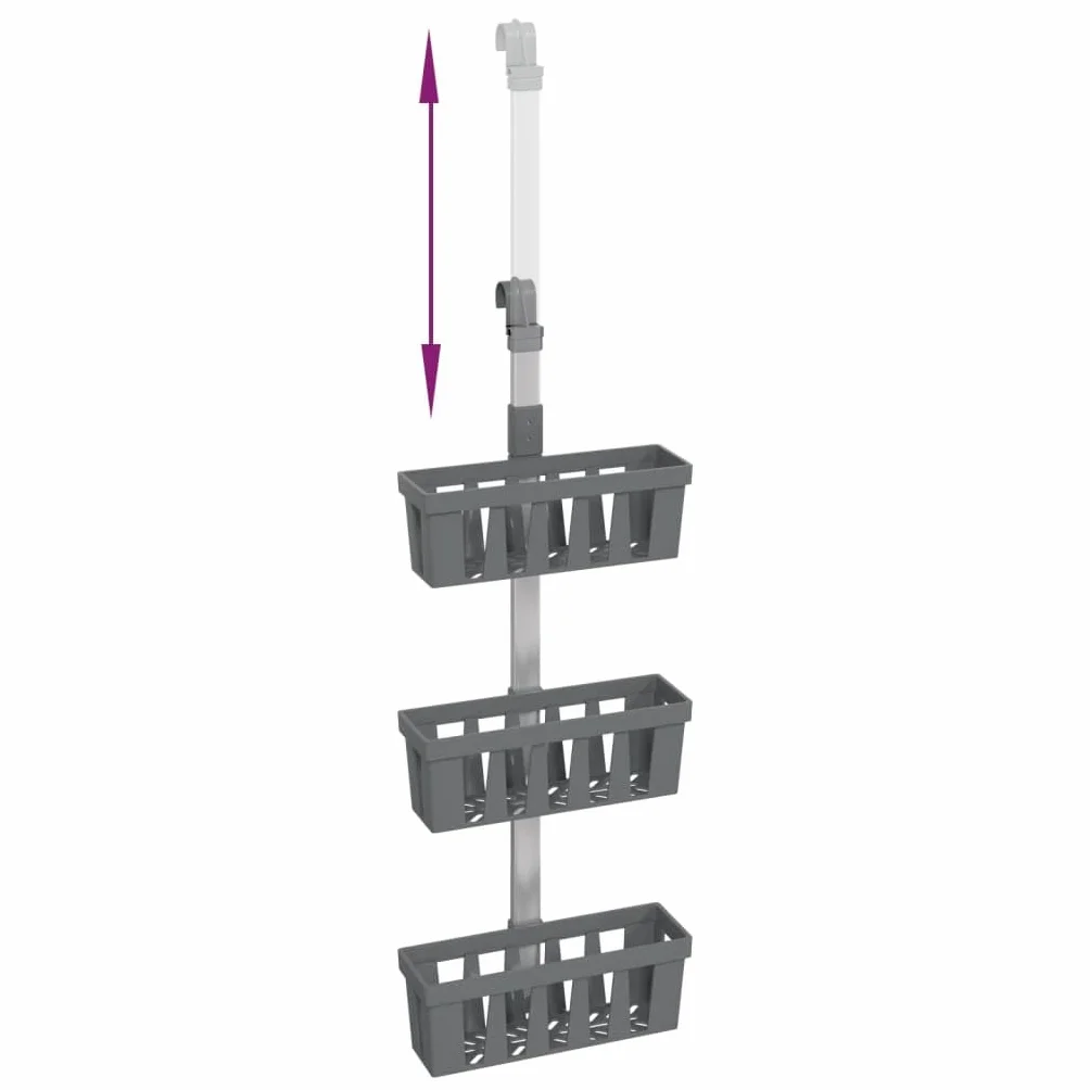 Estantería de ducha para colgar de aluminio con 3 cestas de ducha de 30 x 15 x (67-105) cm, ajustable para ducha y baño, práctico organizador con bandeja de goteo y soporte para jabón