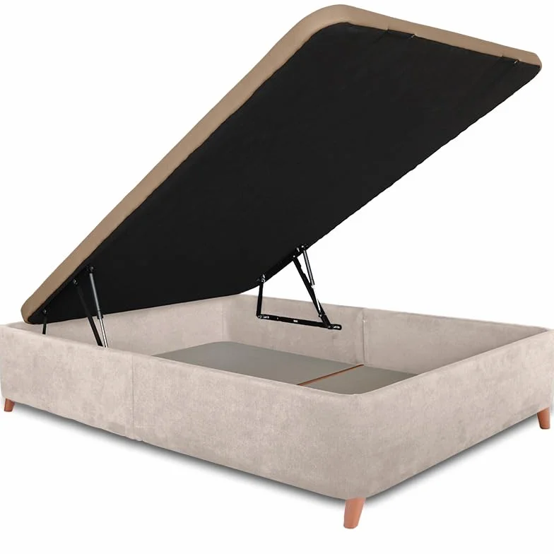 Ventadecolchones - Canapé Abatible Serena con Patas | Tapizado en Tela Antimanchas Crudo con Tapa en Tejido 3D Transpirable | 135 x 190 cm