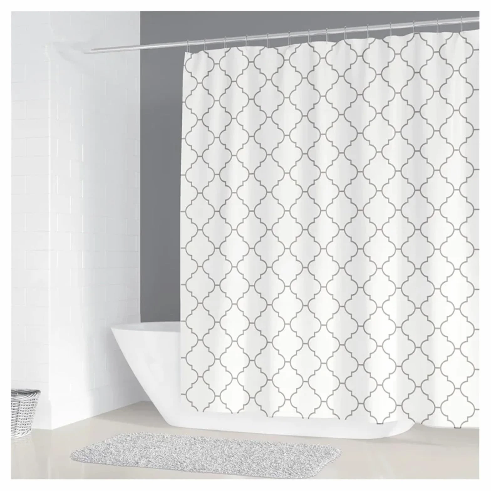 Cortina de ducha impermeable de 200 x 180 cm, diseño geométrico simple, poliéster, decoración del hogar, con 12 ganchos, cortinas de ducha para baño (color 4, 120 x 180 cm)
