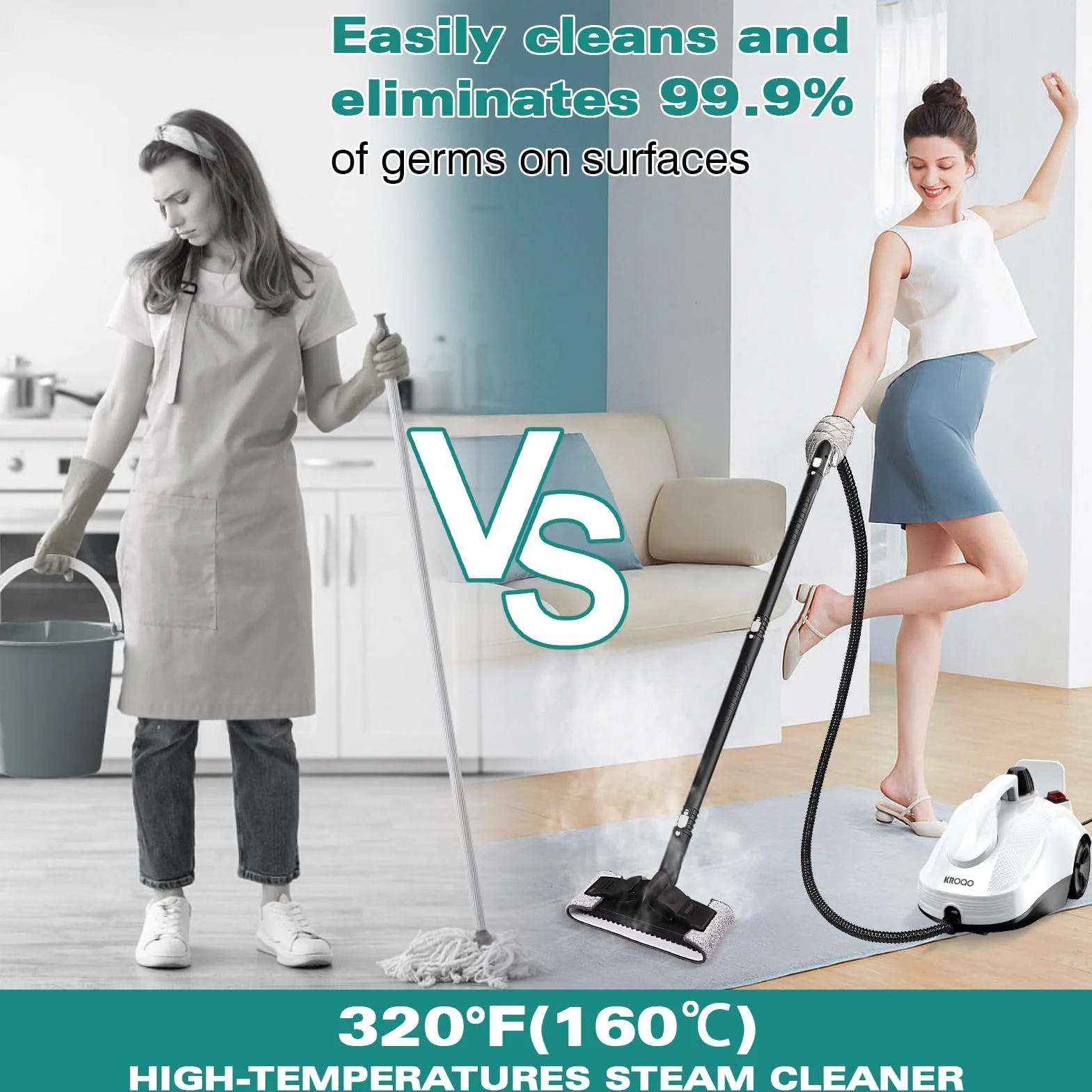 vaporeta limpieza hogar - limpiador a vapor multifuncional con 23 accesorios para eliminar manchas de paredes, suelos, alfombras, sofás, coches, azulejos, tapicerías, baños, 1,5 litros