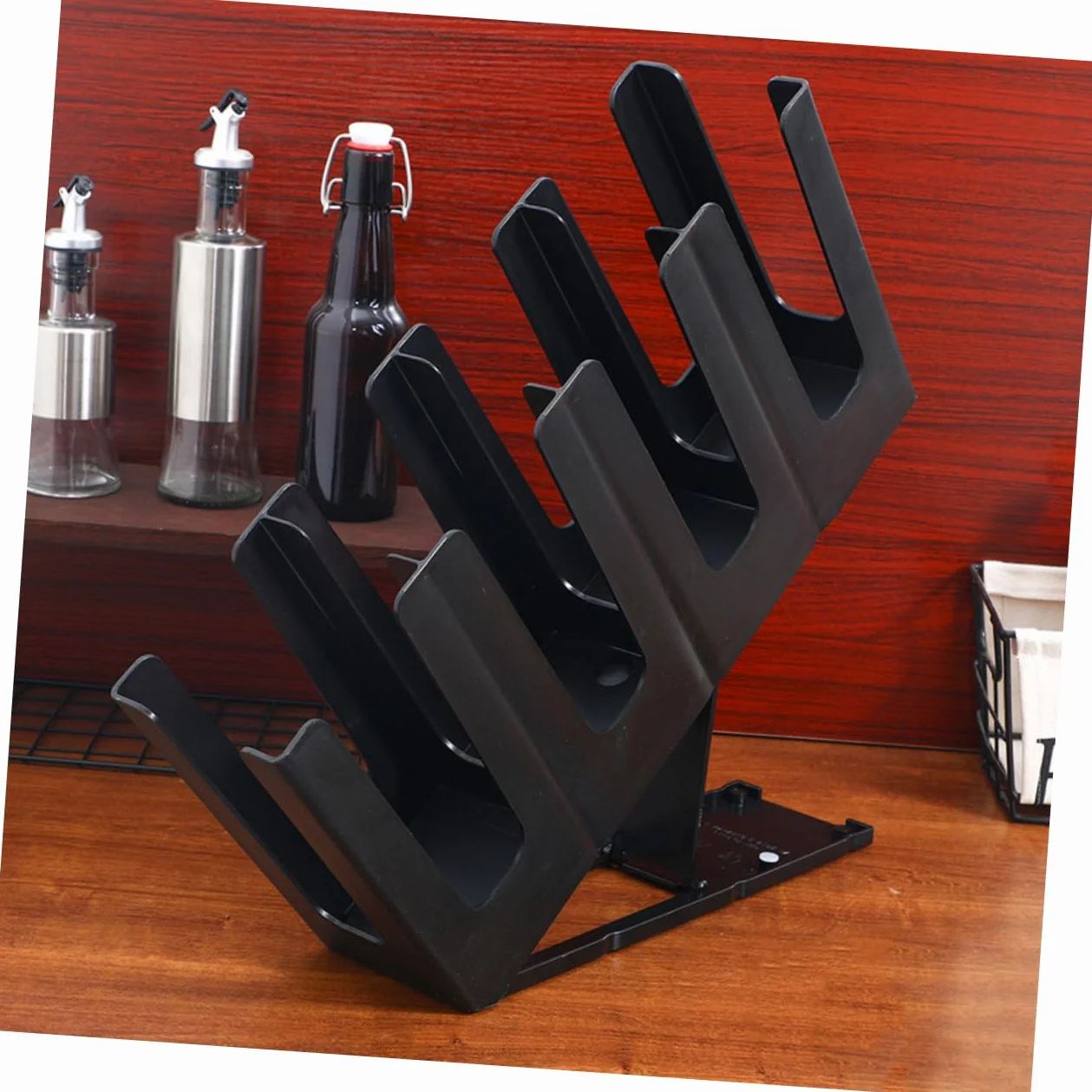 MAGICLULU Dispensador de Vasos de Papel para Encimera, Negro, Plástico | 2 Ranuras, para Vaso de Papel, Cafetería y Tienda de Té, Organizador Reutilizable de Sobremesa