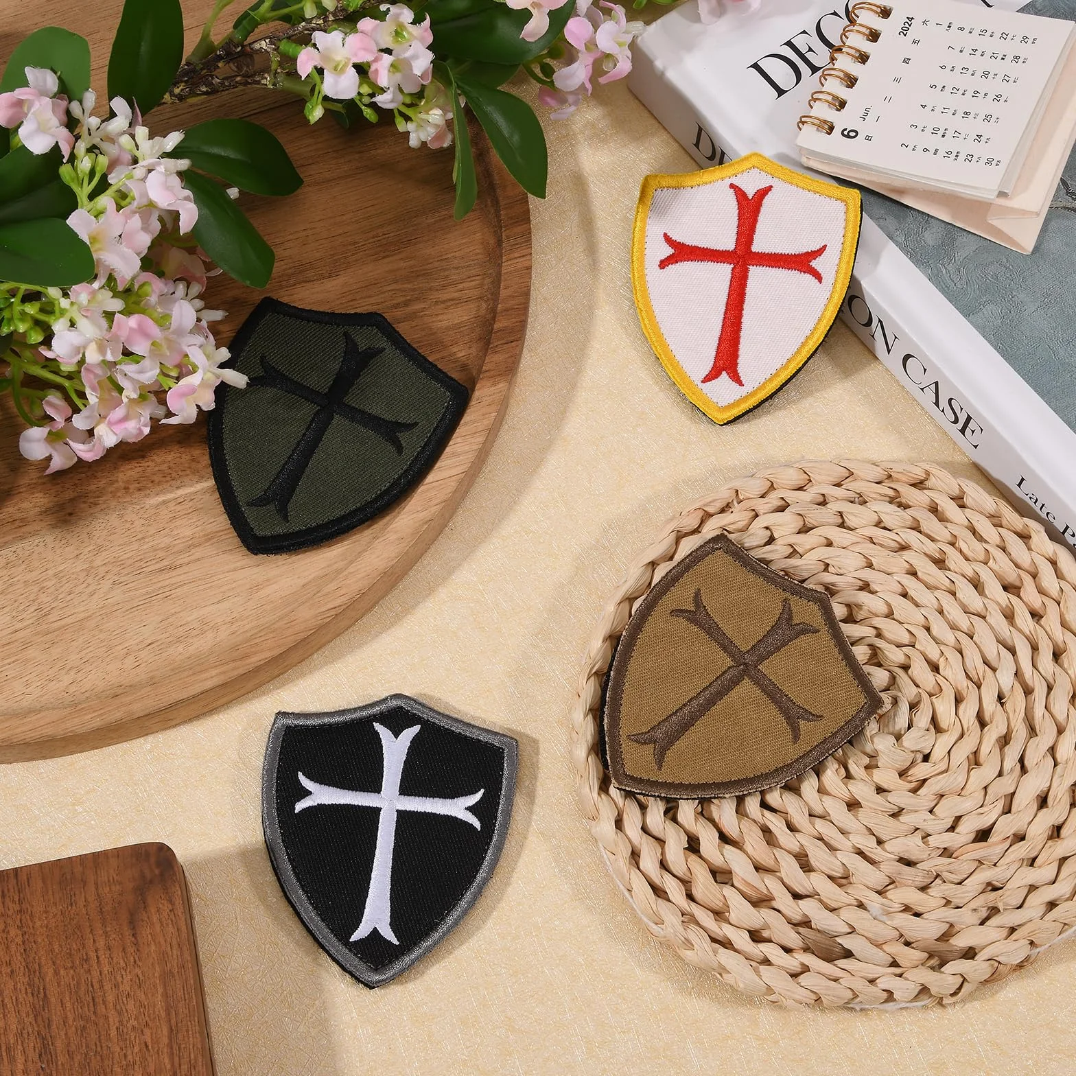 8 parches bordados de cruz templaria con cierre de para mochilas tácticas, ropa DIY, chalecos, sombreros y accesorios para exteriores