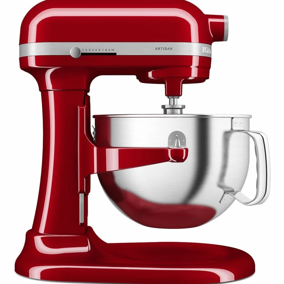 KitchenAid Robot de Cocina - Artisan - Batidora amasadora multifunción con bol elevable de Acero Inoxidable 5,6 L - Batidora de repostería con 4 accesorios - Rojo imperial