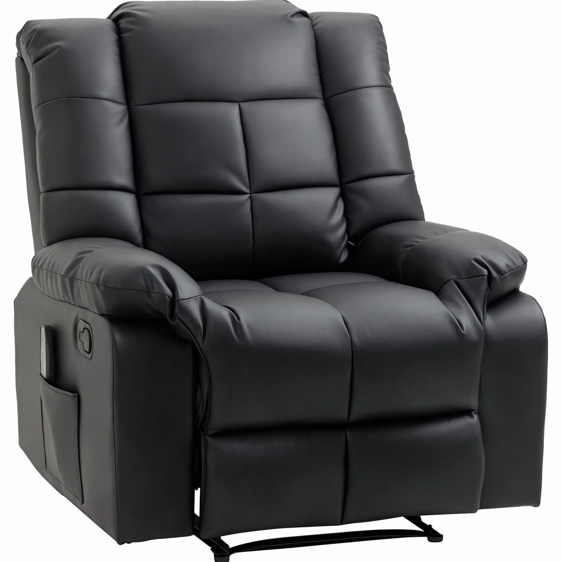 HOMCOM Sillón de Masaje, Sillón Relax Reclinable con 8 Puntos de Masaje, Mando a Distancia, Tapizado en PU, Reposapiés, Bolsillo Lateral, Butaca para Salón, Dormitorio, Negro