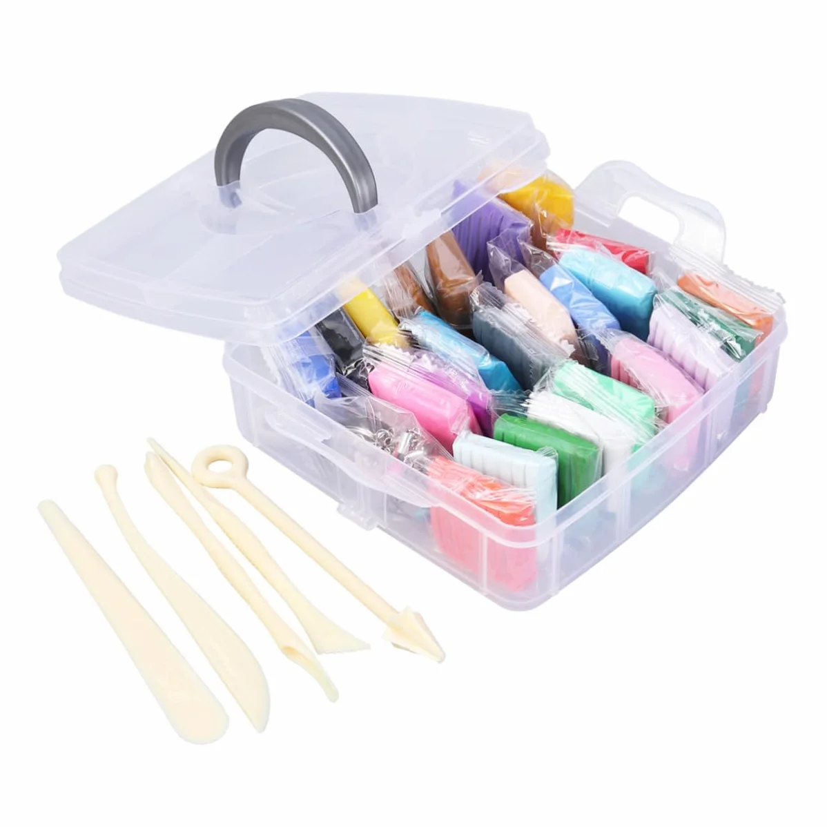 Kit de Arcilla de 24 Colores para Hornear en Horno Accesorios Creativos y Educativos para Niños y Niñas, Adecuado para Manualidades y Modelado