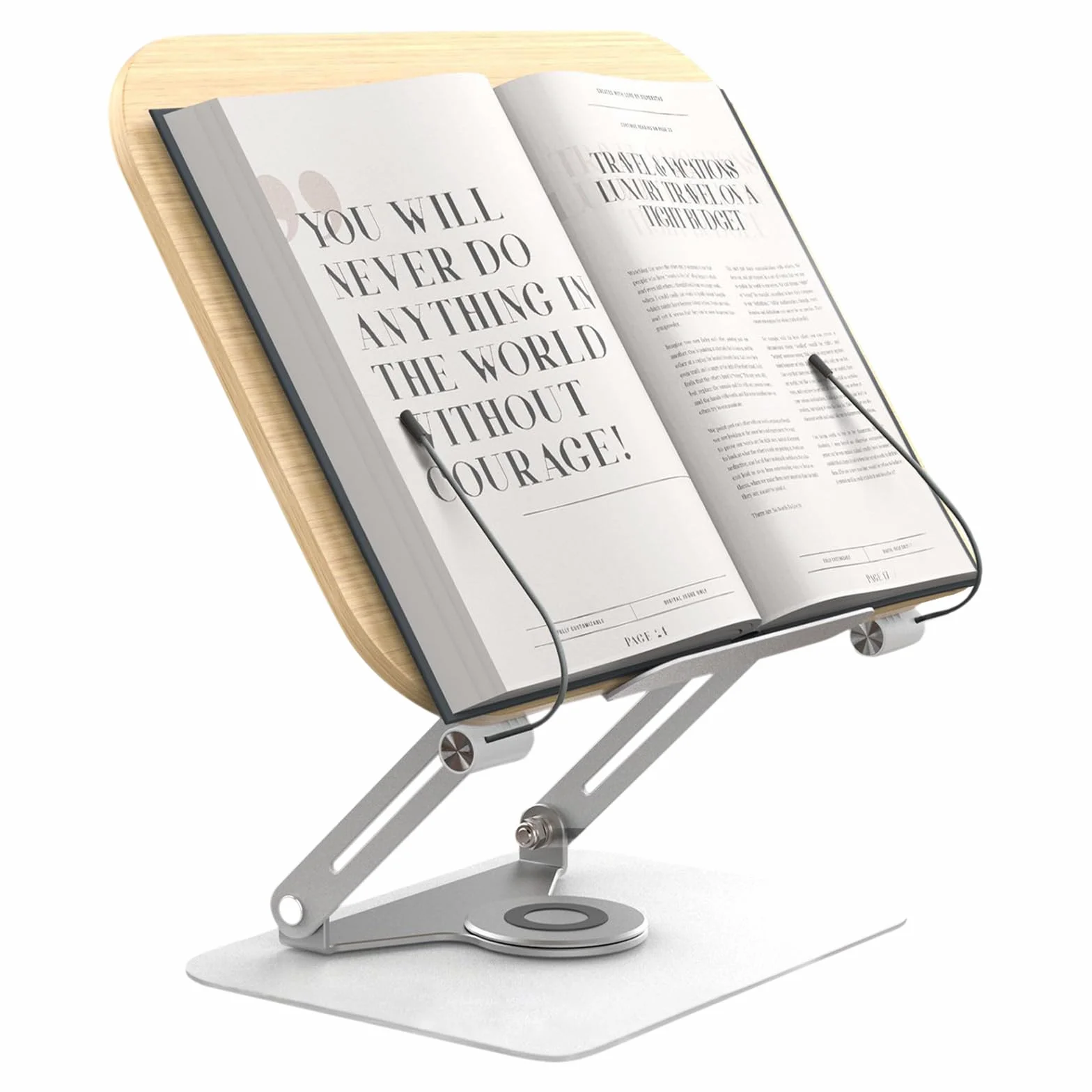 Atril para Libros, 360° Ajustable Madera Soporte para Libros Leer, Plegable Atril Lectura, Book Stand Holder