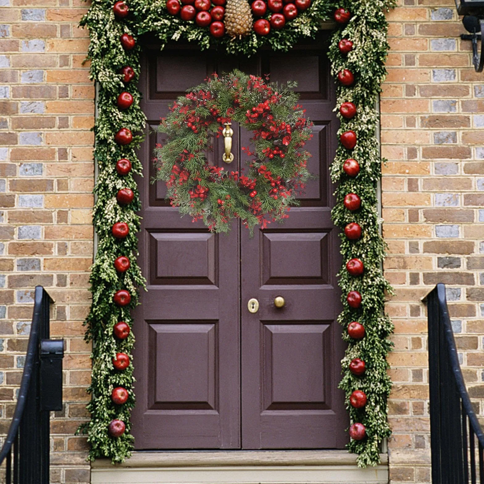 Corona de Navidad/Corona de Navidad/Guirnalda Navideña/Decoración Corona de Puerta Delantera para Balcón, Diámetro 35cm