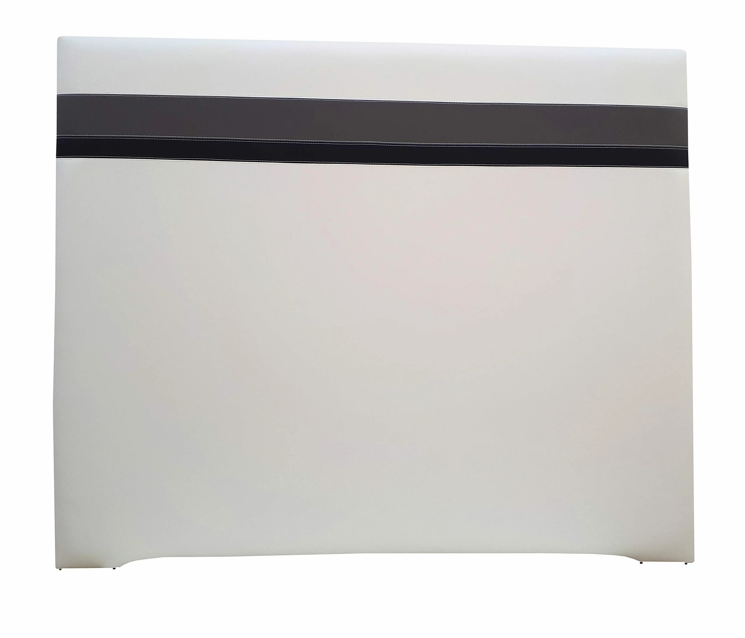ONEK-DECCO Cabecero en Polipiel Mod. Bristol Largo Acolchado de Espuma de niño, Juvenil y Matrimonio, Cabezal Altura 125cm. (90x125, Blanco-Negro-Dorado)