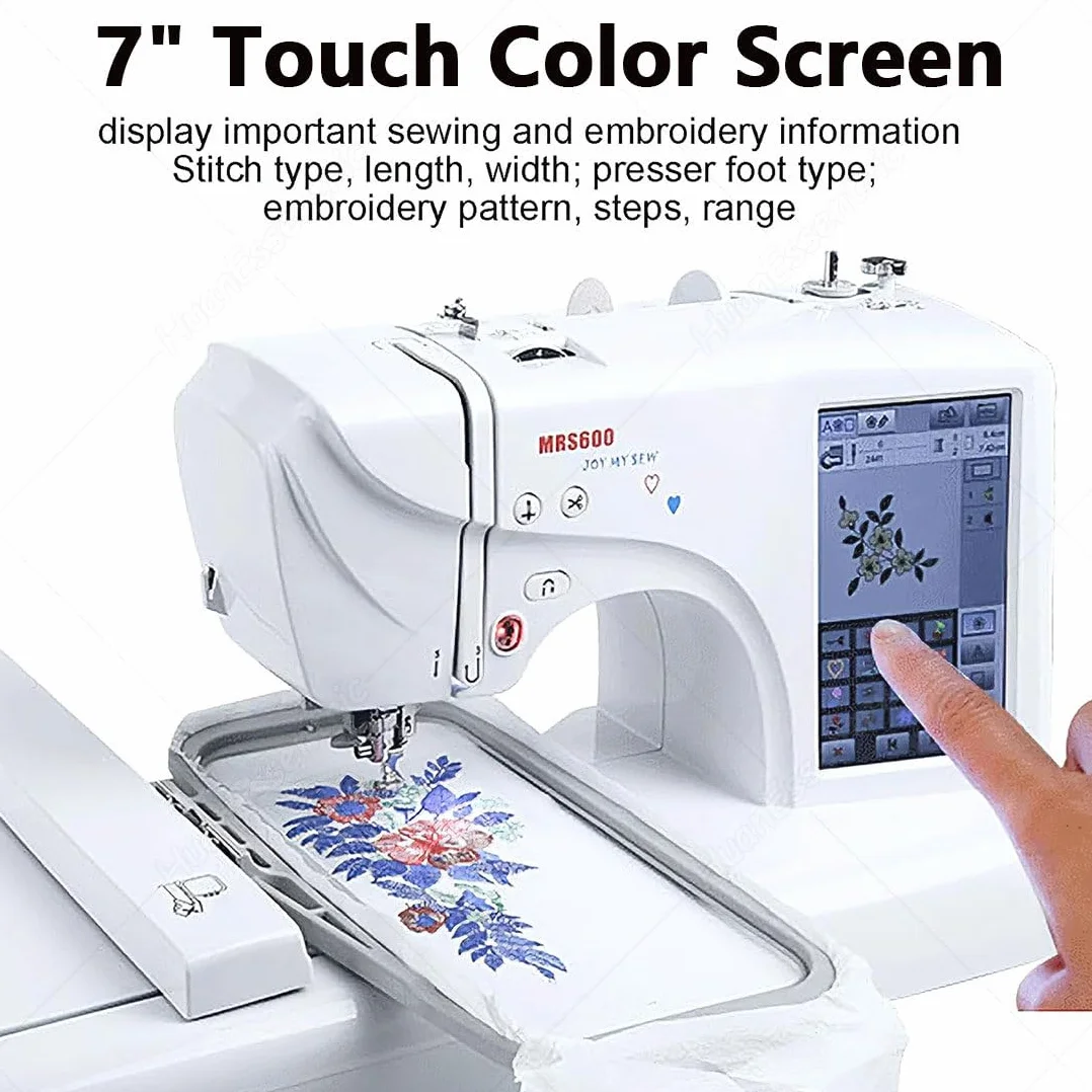 Máquina Coser Y Bordar Computarizada para Hogar,162 Puntadas,Transferencia USB,Cambio 11 Idiomas,Máquina Bordar con Pantalla Digital 7 Pulgadas