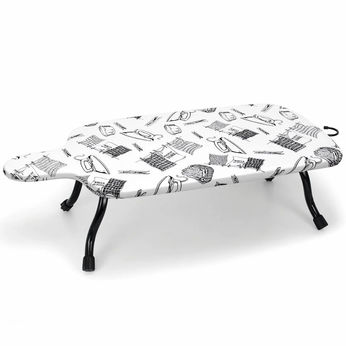Duwee Tabla de Planchar de sobremesa, Tabla de Planchar pequeña con Funda 100% algodón, Patas Plegables y compacta, Ideal para Viajes, caravanas y Apartamentos, 77×40 cm | Tabla de planchar pequeña con patas plegables, tablas de planchar de mesa para apar
