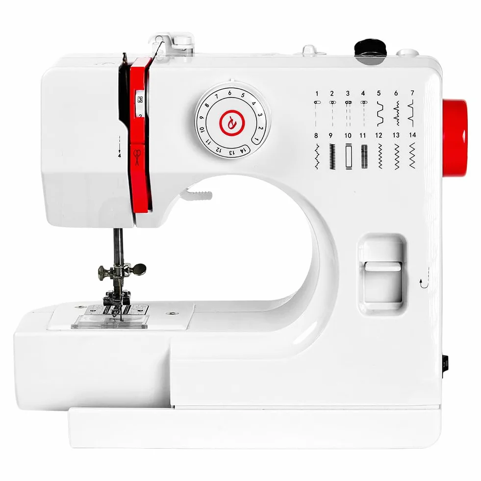728 MáQuina De Coser Multifunción, 14 Puntadas diferentes, Máquina Coser Portátil para Principiantes y Niños Fácil Uso con luz LED, para Coser Ropa, Viajes Familiares, Bricolaje