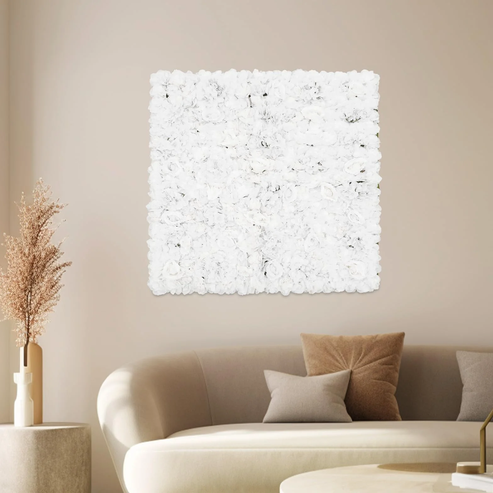 Panel de pared de flores, 1 x 1 m, pared de flores, flores de seda, decoración de pared cuadrada, decoración de pared para bodas, fiestas, accesorios de estudio fotográfico, etc, verde y