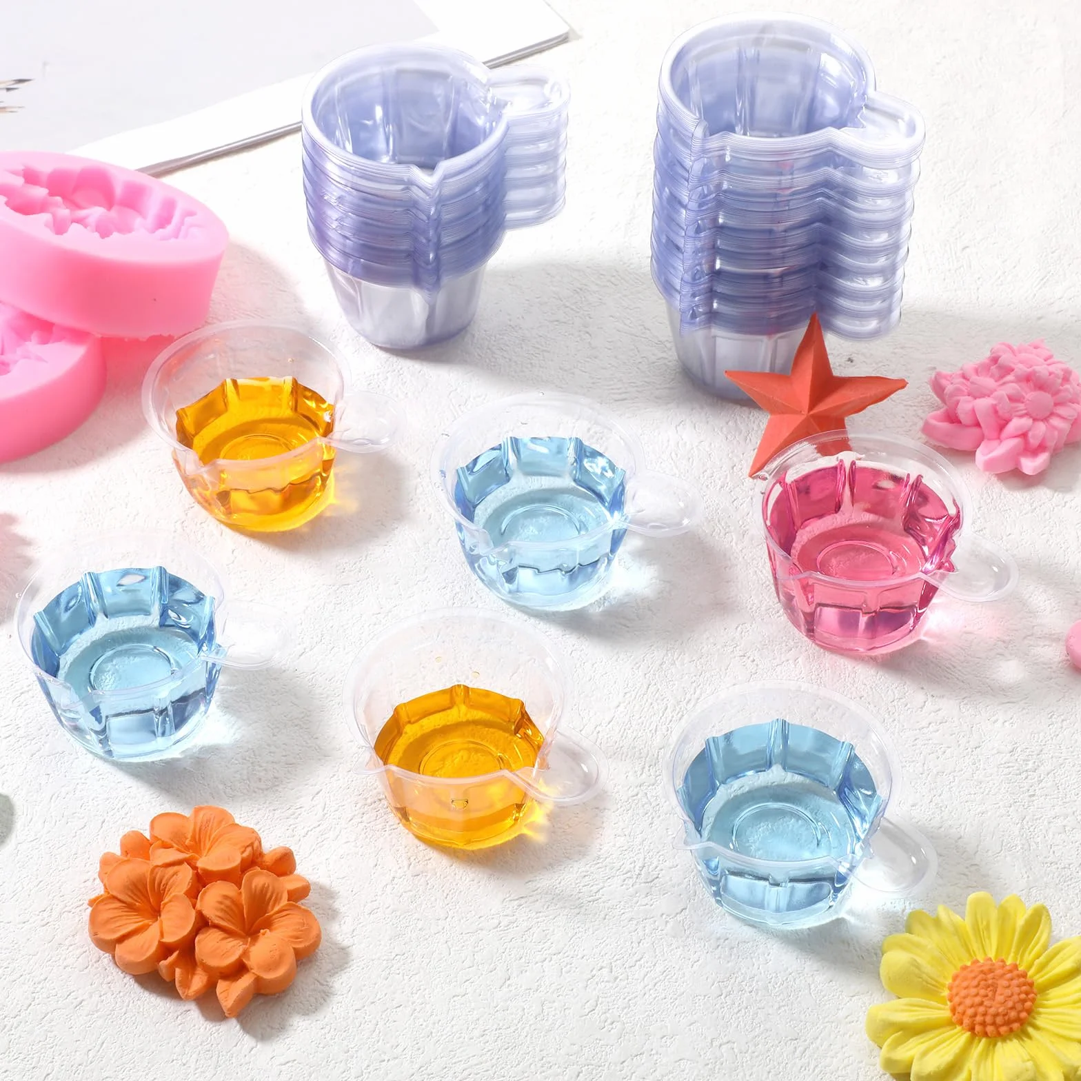 Vasos medidores desechables de plástico 40 ml, transparentes, para mezclar epoxi, 150 piezas