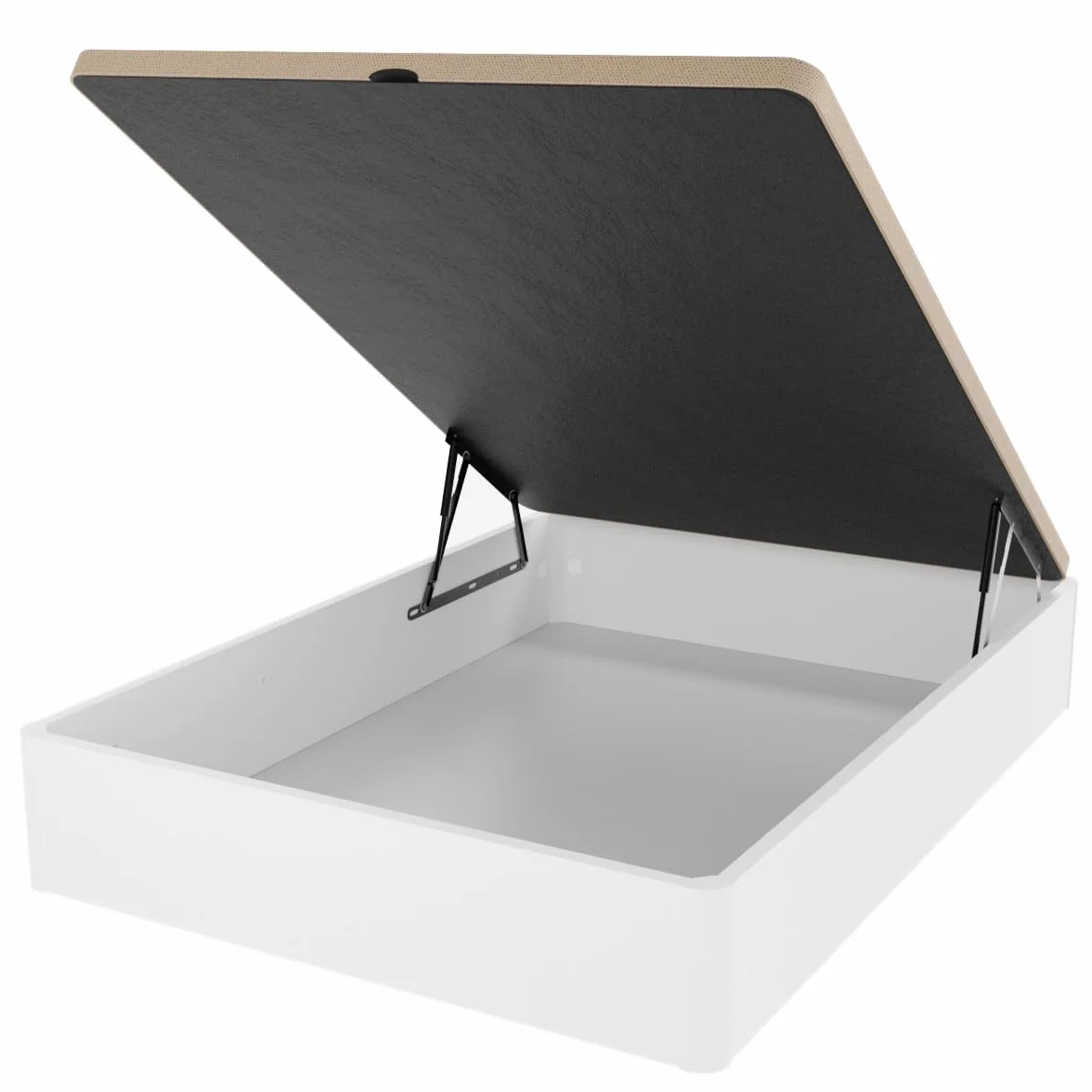amuéblate Online - Canapé Abatible Súper Reforzado Gran Capacidad con Tapa Transpirable, Esquinas Redondeadas, 135 x 190, Blanco